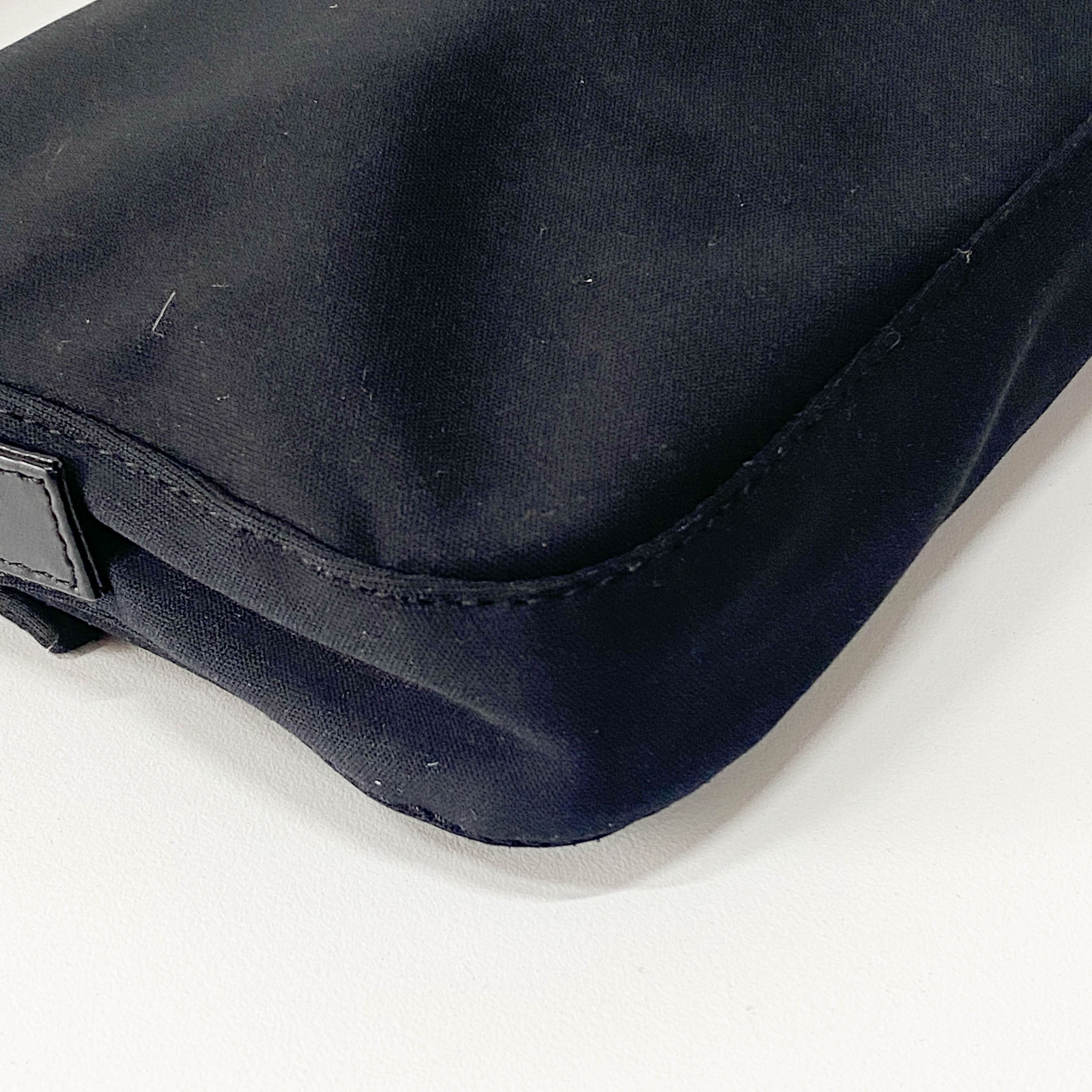 Baguette Black Cotton Canvas Bag