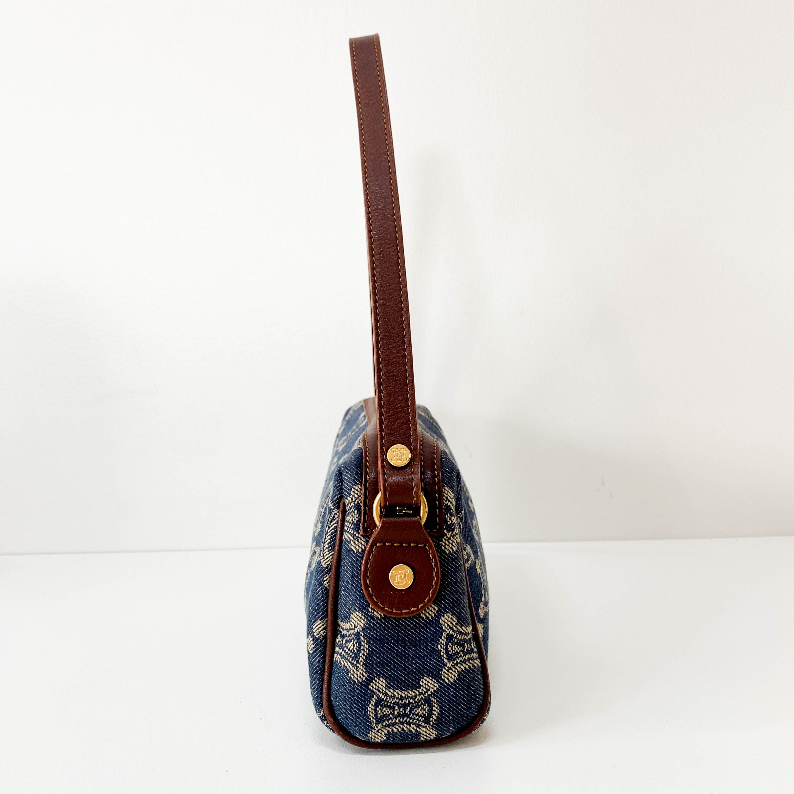 Macadam Triomphe Blue Denim Shoulder Bag