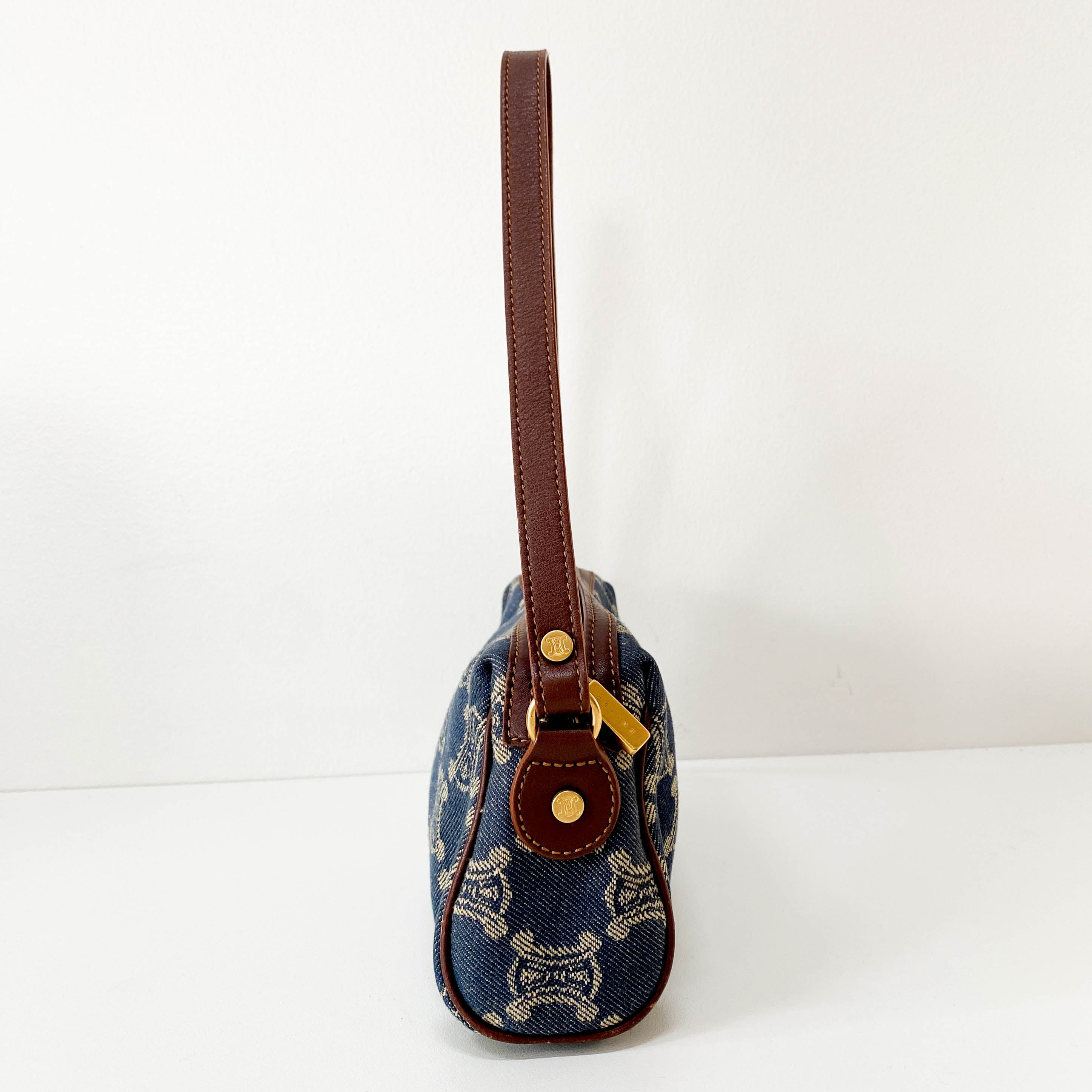 Macadam Triomphe Blue Denim Shoulder Bag