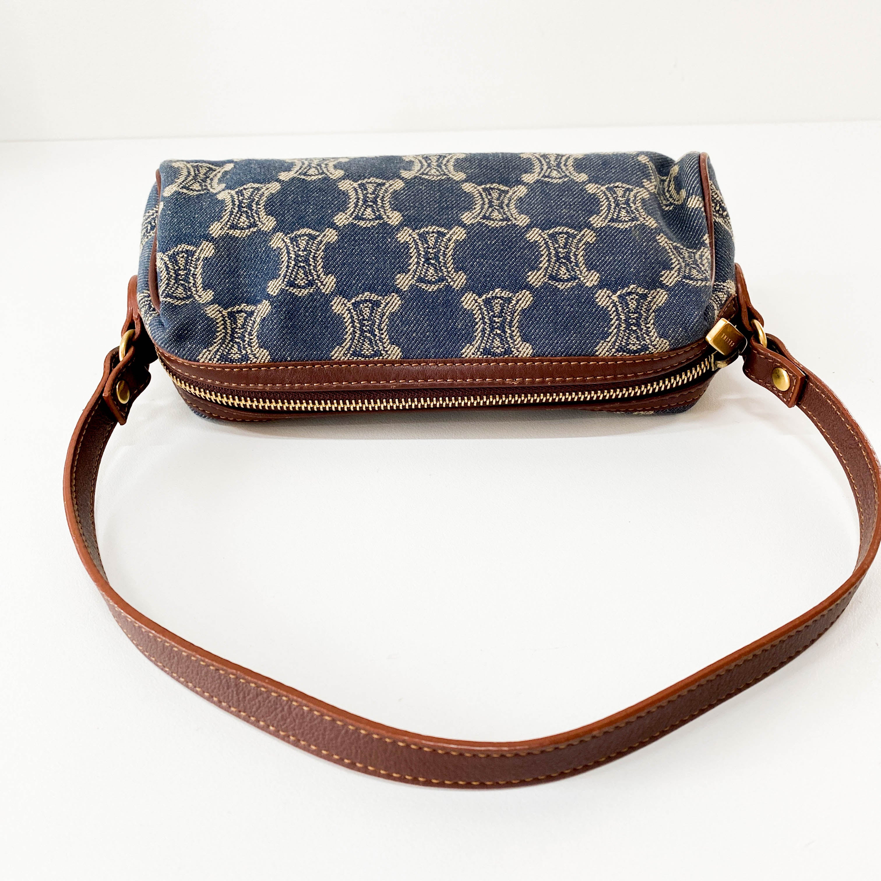 Macadam Triomphe Blue Denim Shoulder Bag