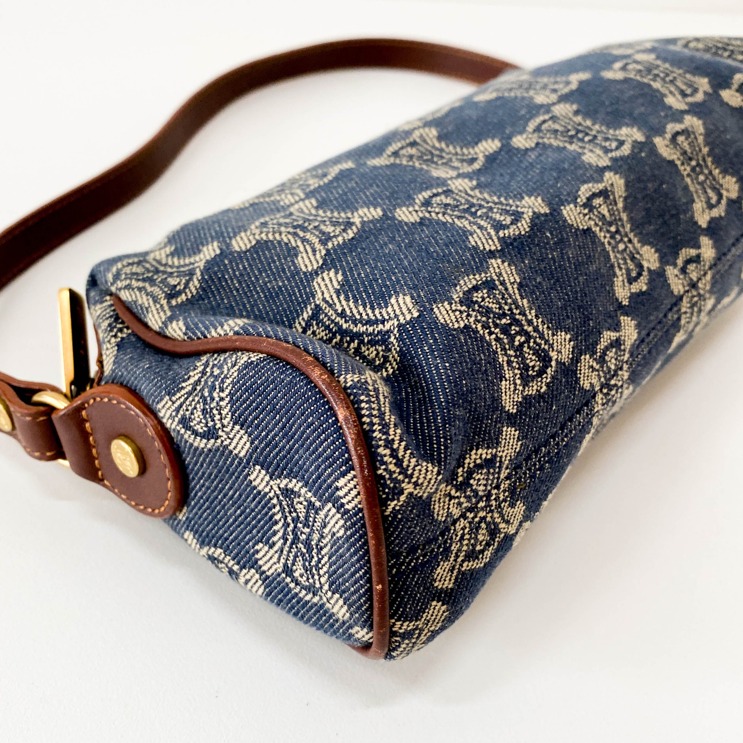 Macadam Triomphe Blue Denim Shoulder Bag