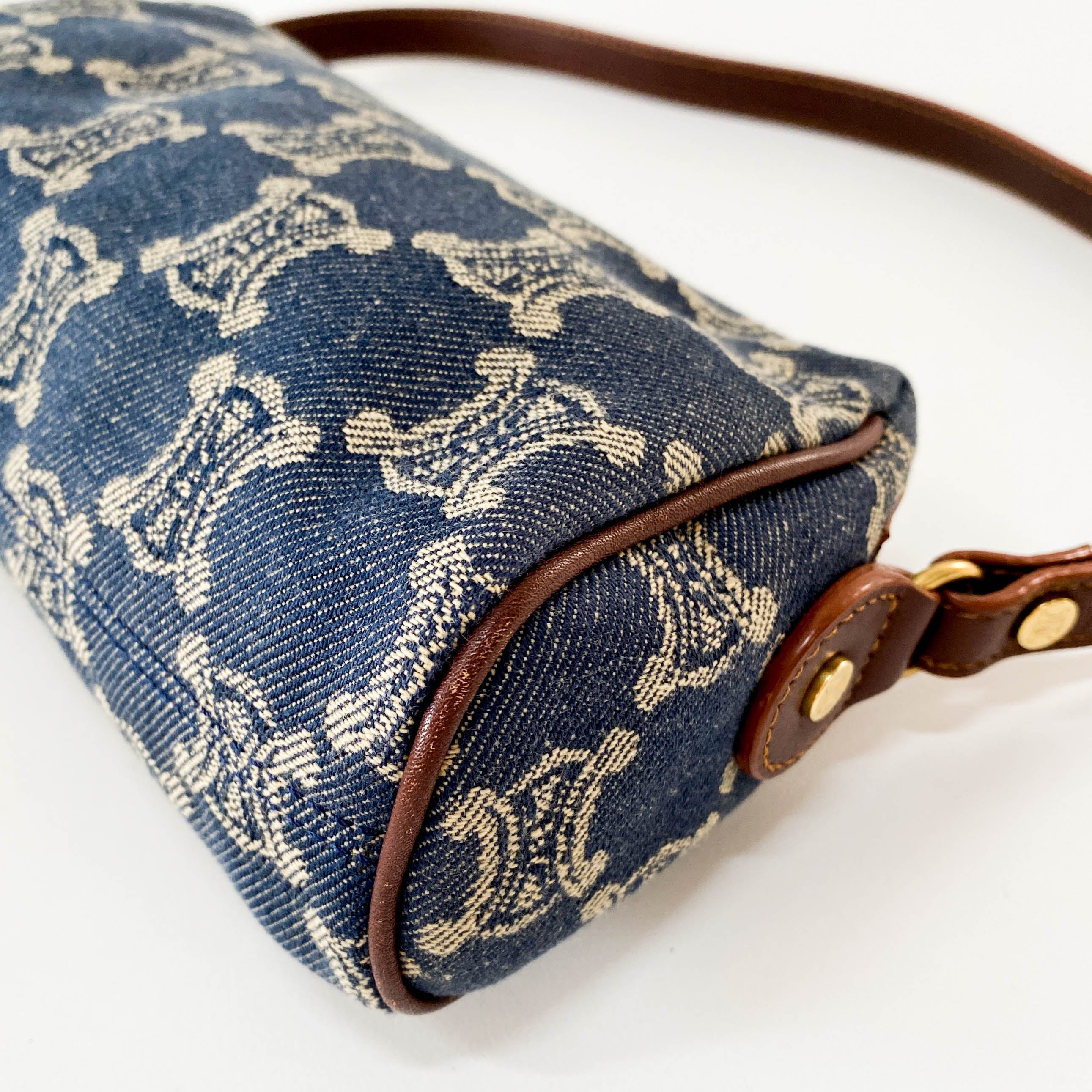 Macadam Triomphe Blue Denim Shoulder Bag