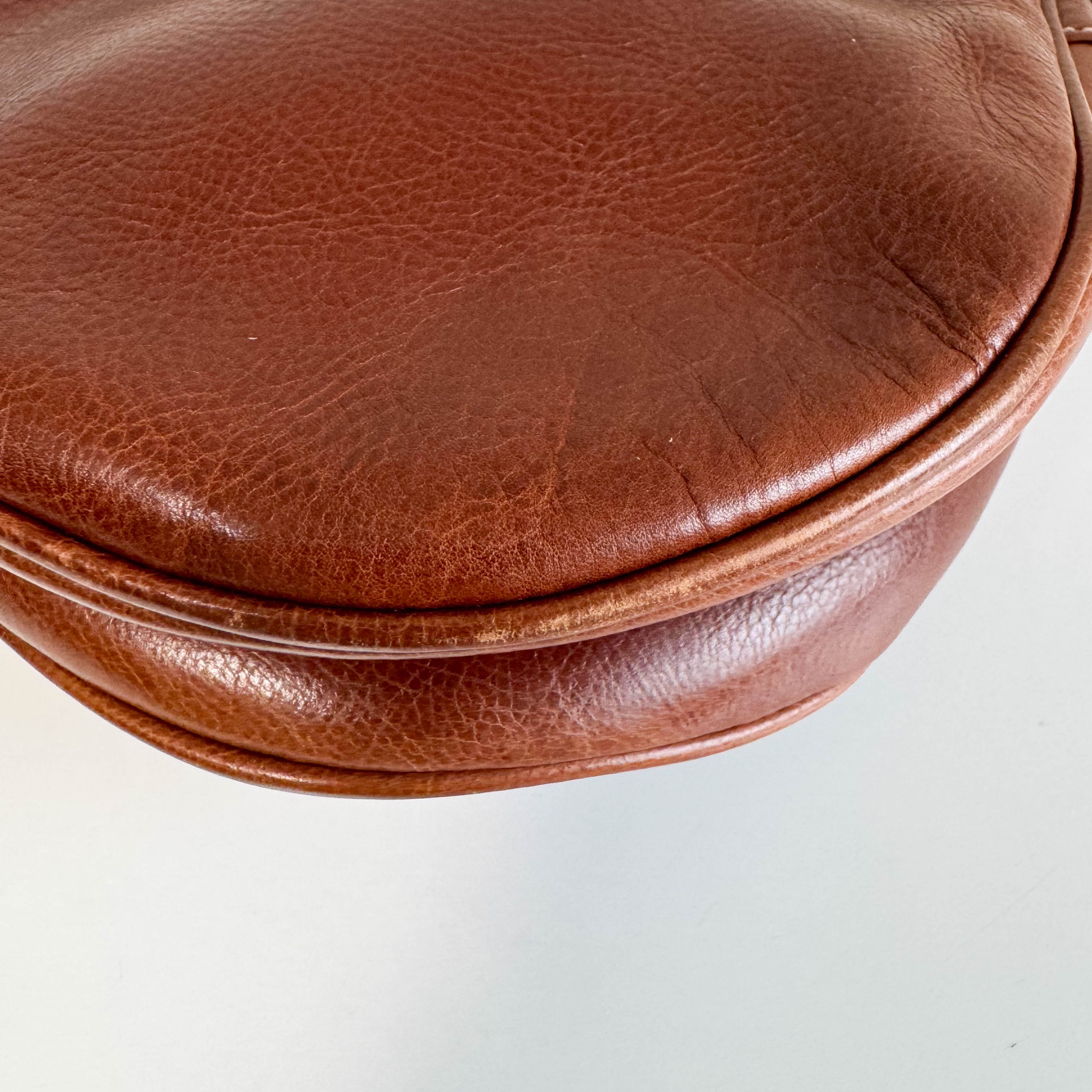 Limited Edition Saddle Brown Leather Flower Embroidered Shoulder Bag