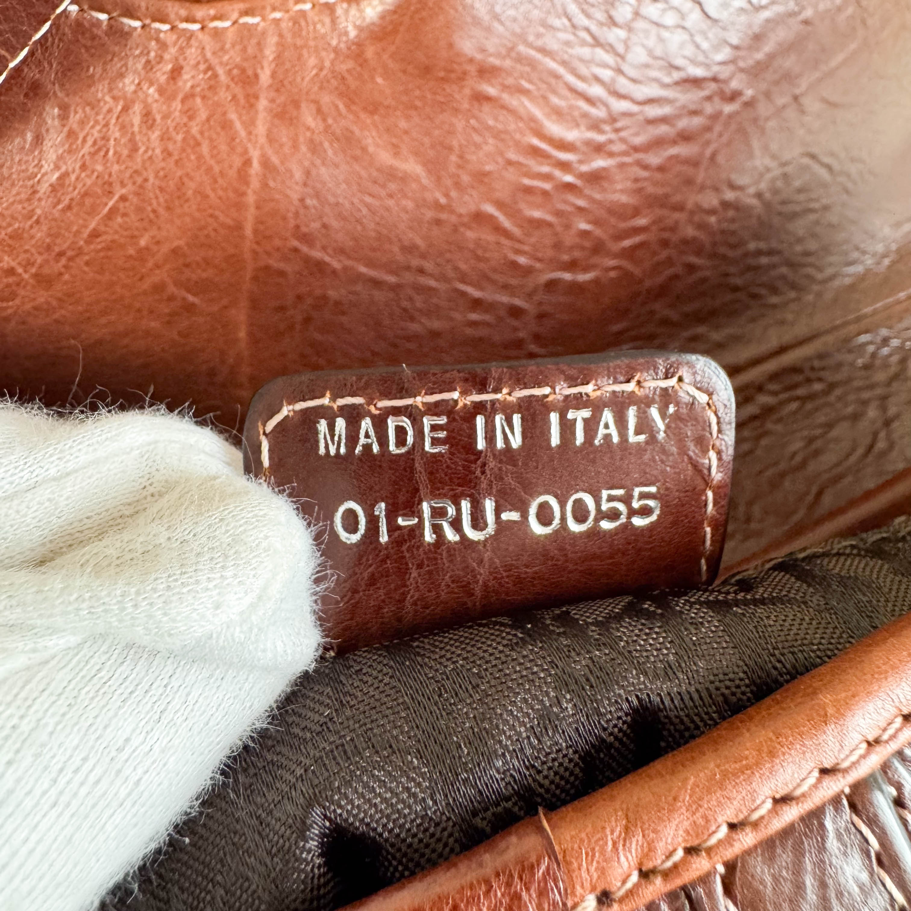 Limited Edition Saddle Brown Leather Flower Embroidered Shoulder Bag