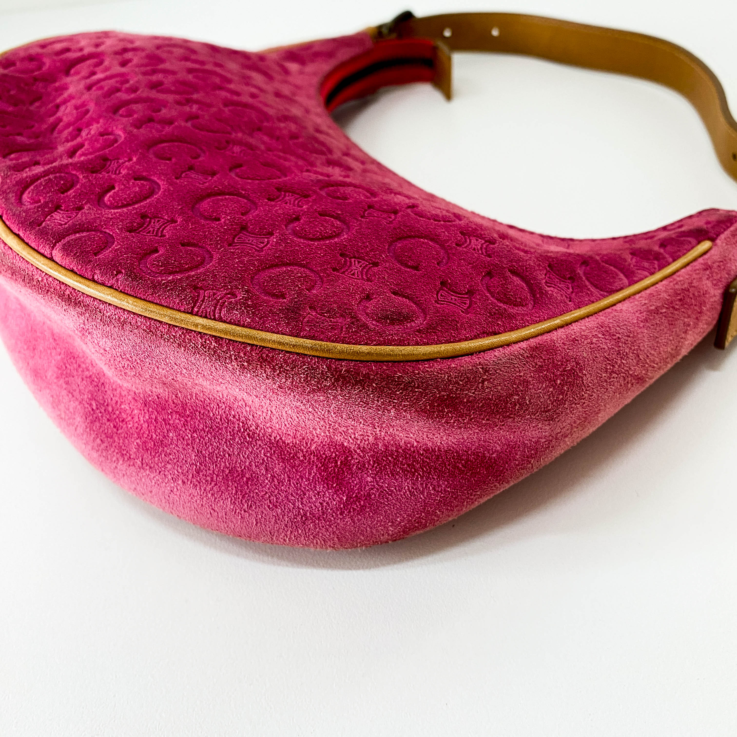 Suede Pink C Macadam Shoulder Bag