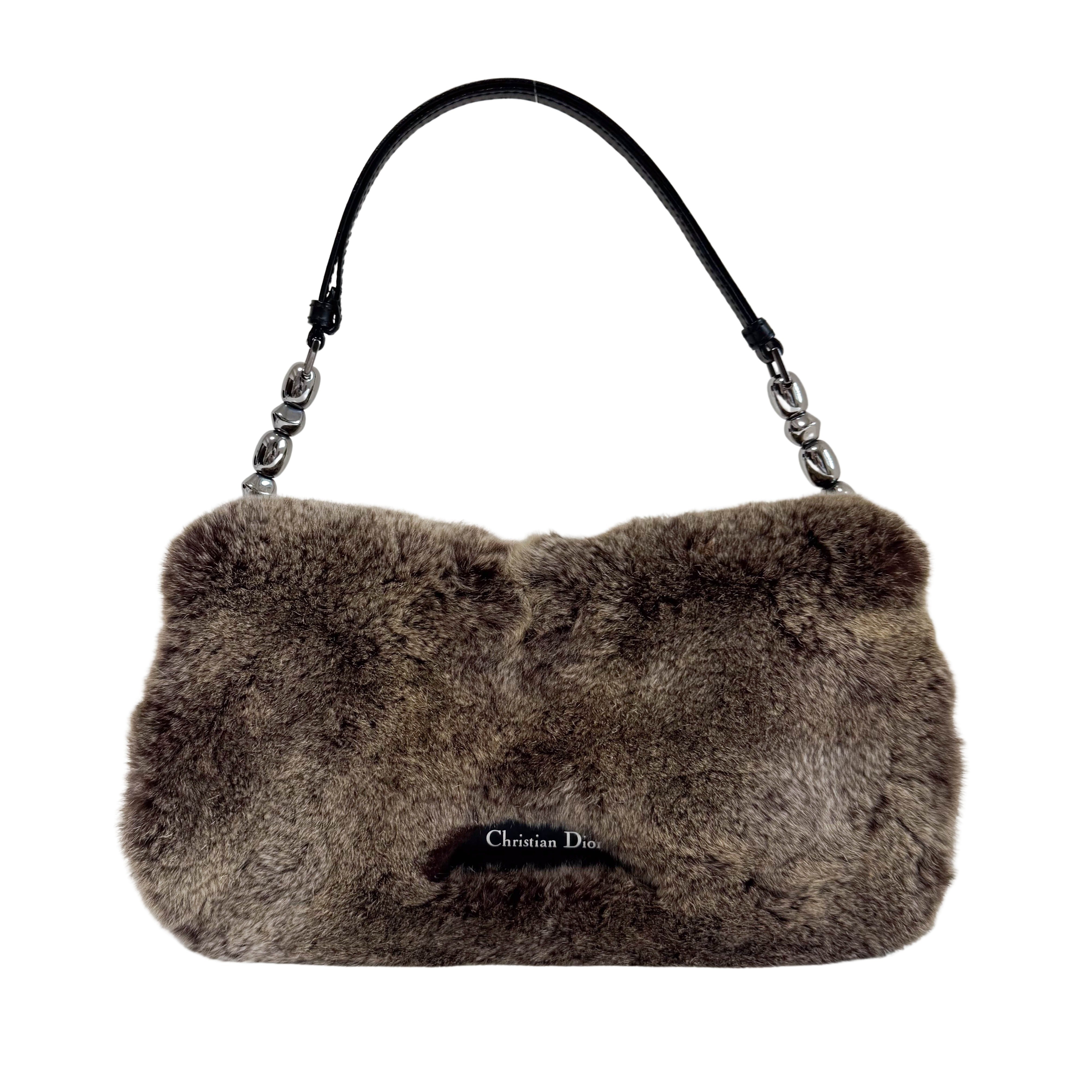 Malice Pearl Brown Fur Shoulder Bag