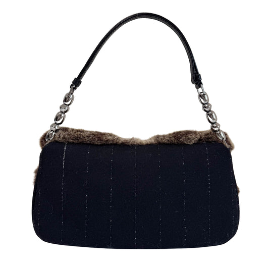 Malice Pearl Brown Fur Shoulder Bag