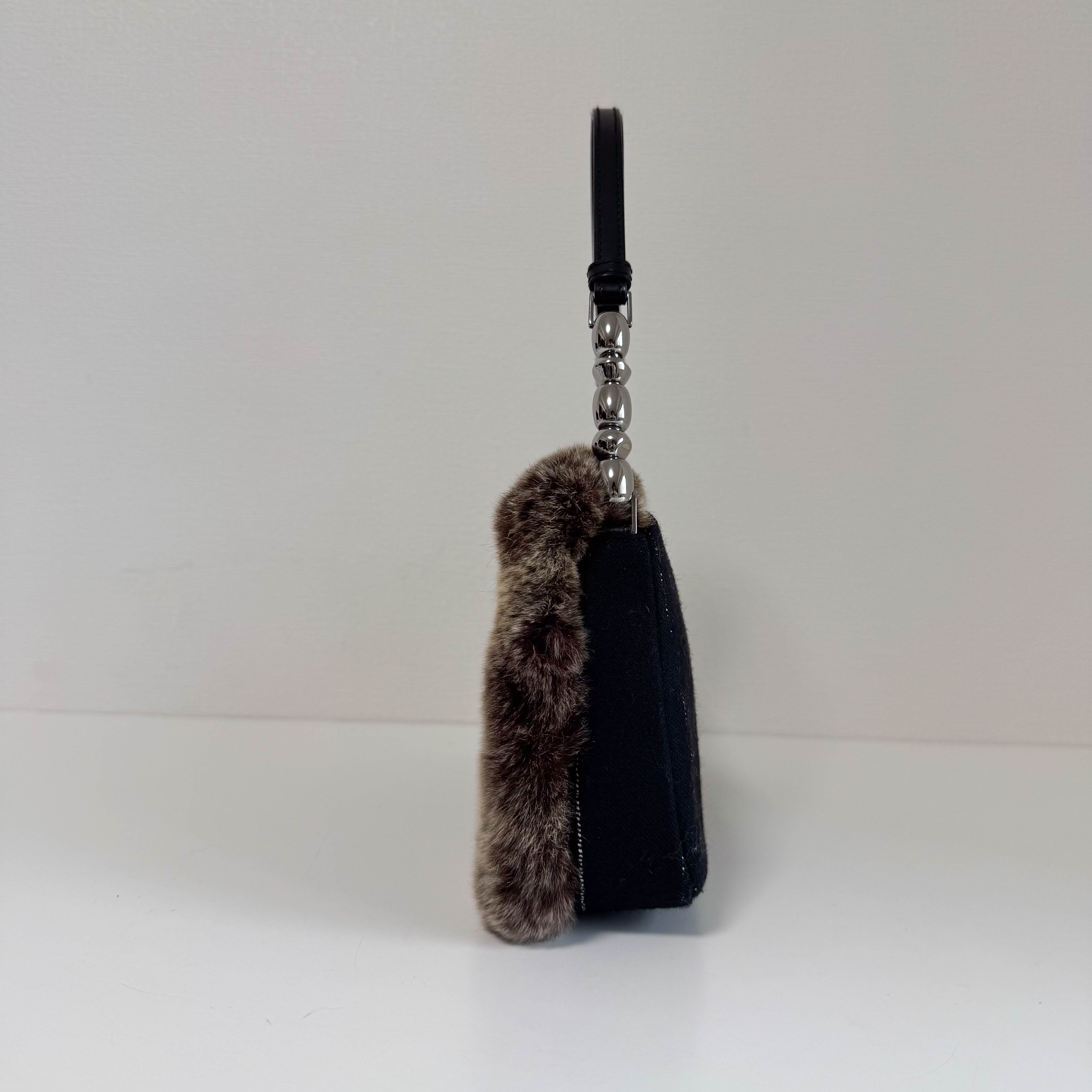 Malice Pearl Brown Fur Shoulder Bag