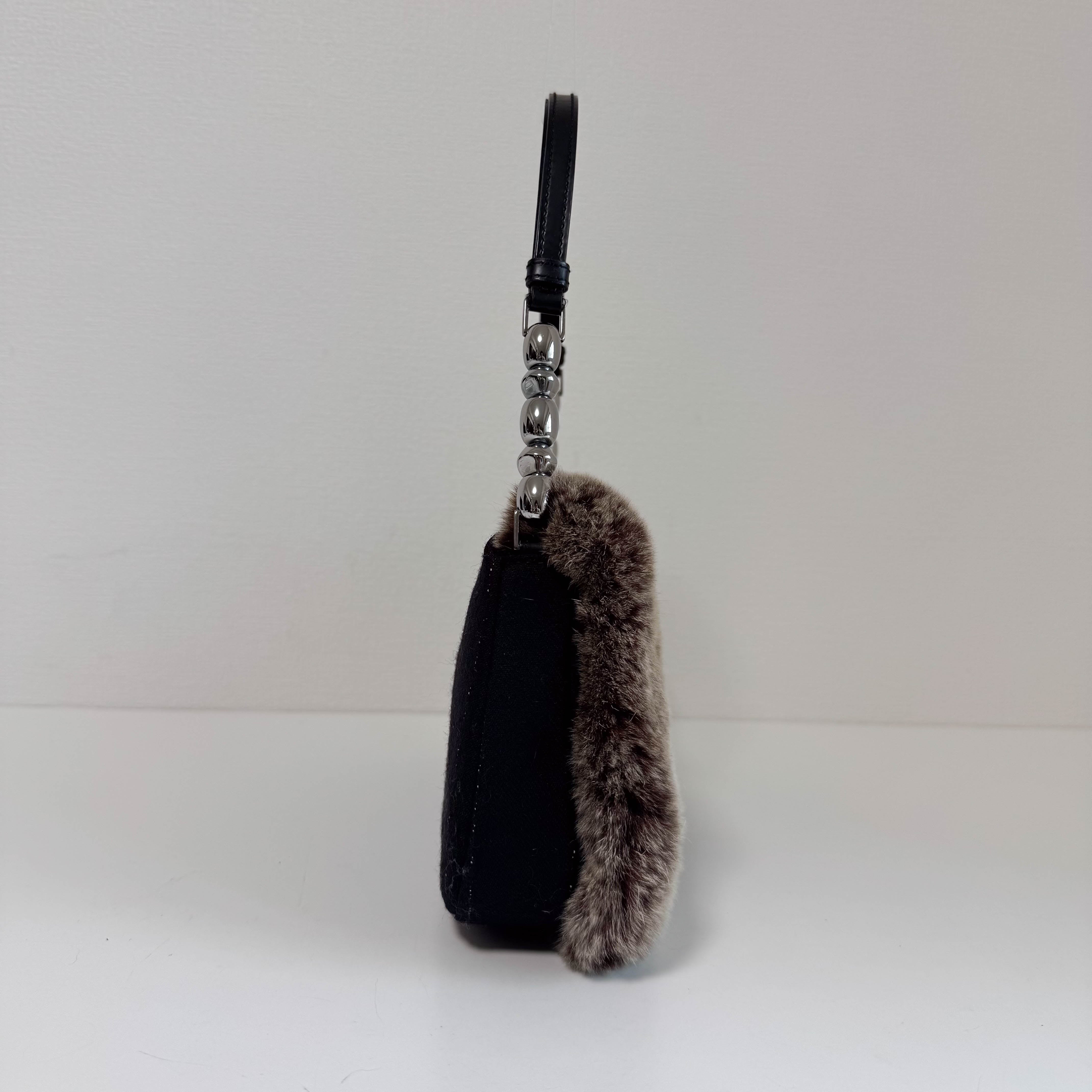 Malice Pearl Brown Fur Shoulder Bag