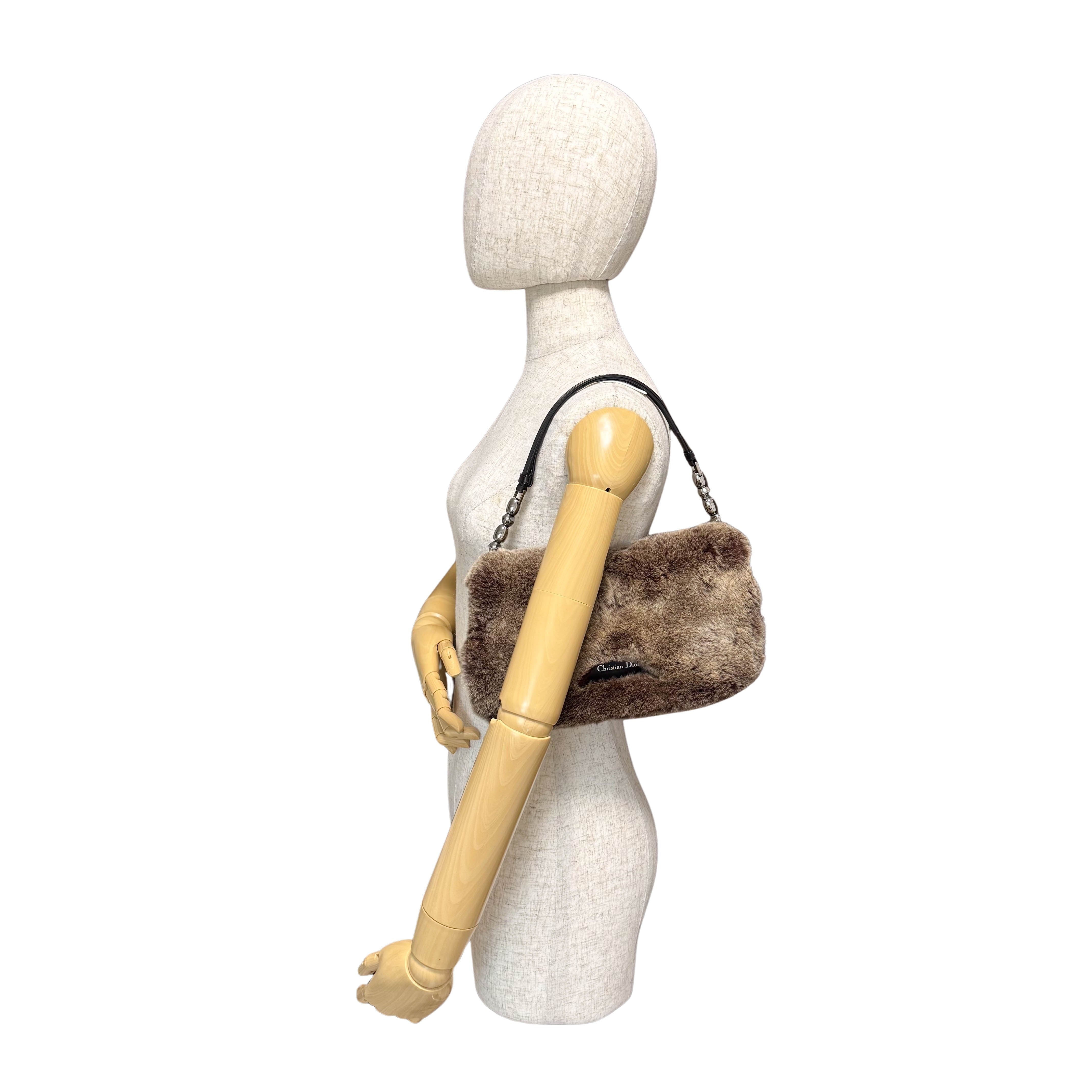 Malice Pearl Brown Fur Shoulder Bag