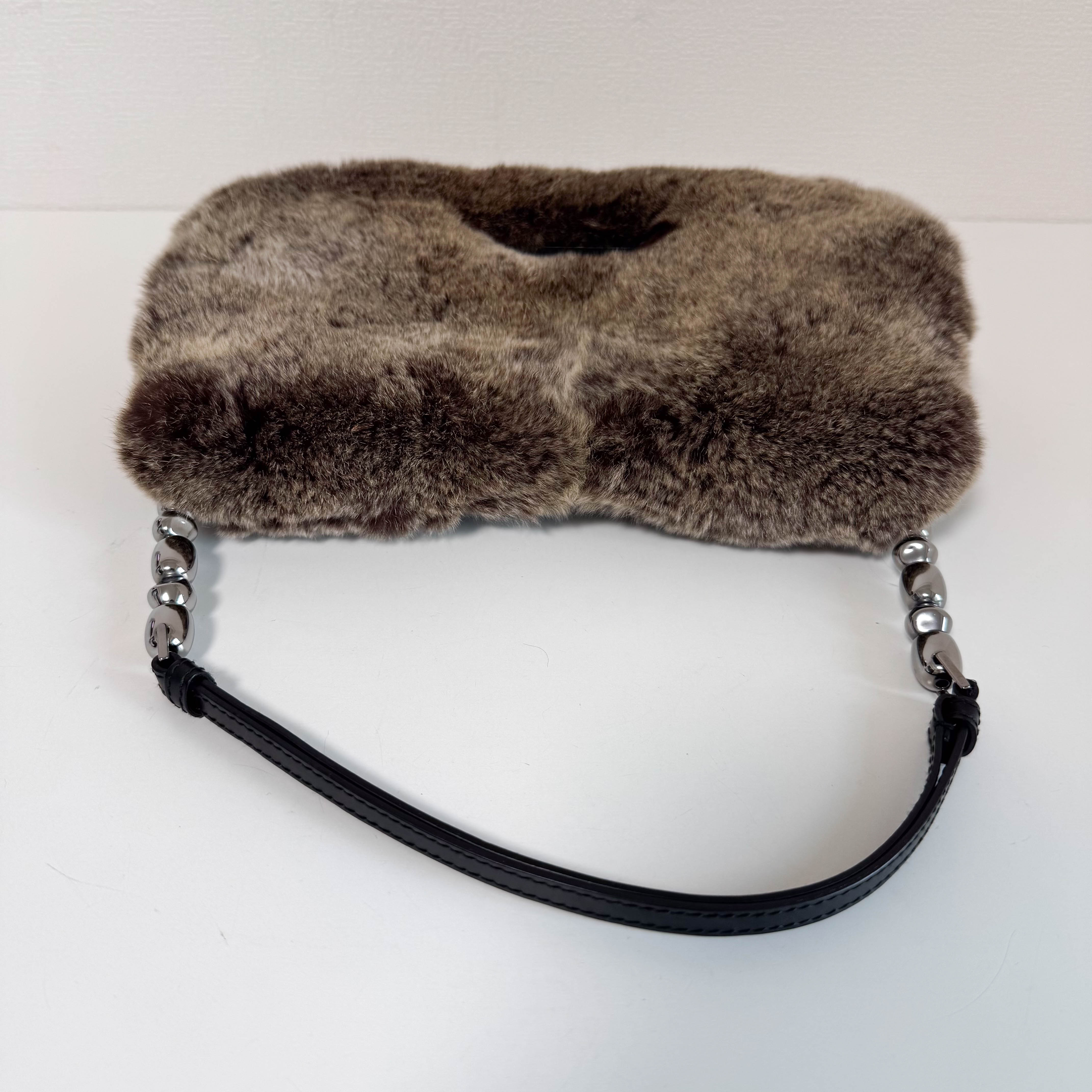 Malice Pearl Brown Fur Shoulder Bag