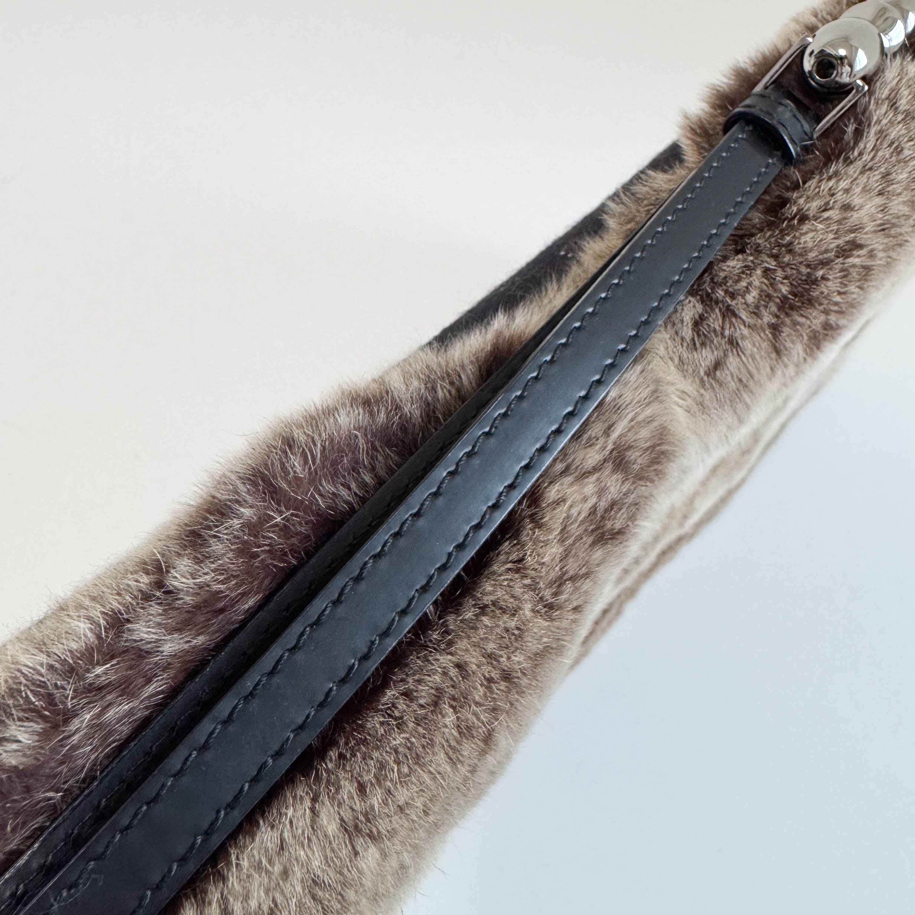 Malice Pearl Brown Fur Shoulder Bag