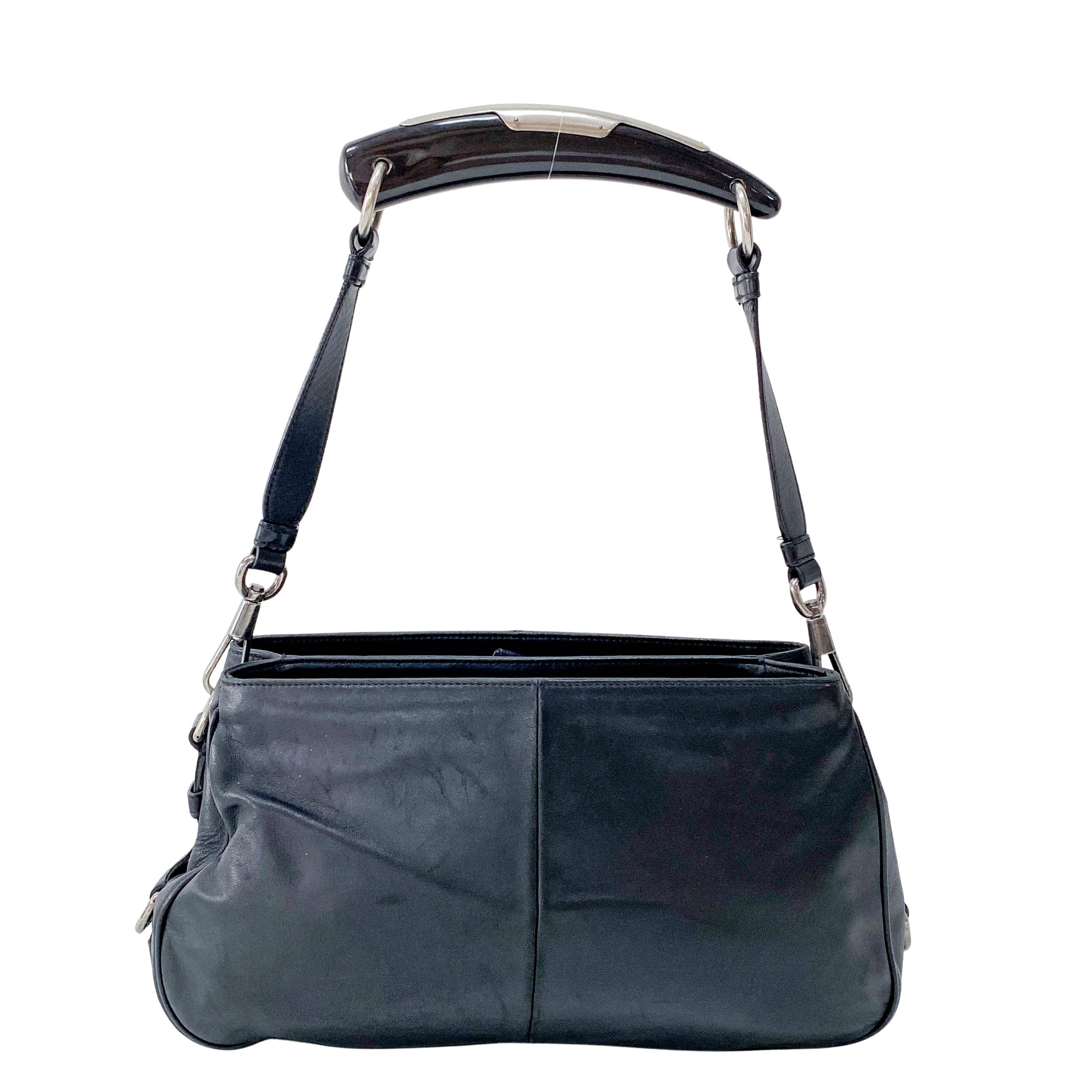 Mombasa Black Leather Shoulder Bag