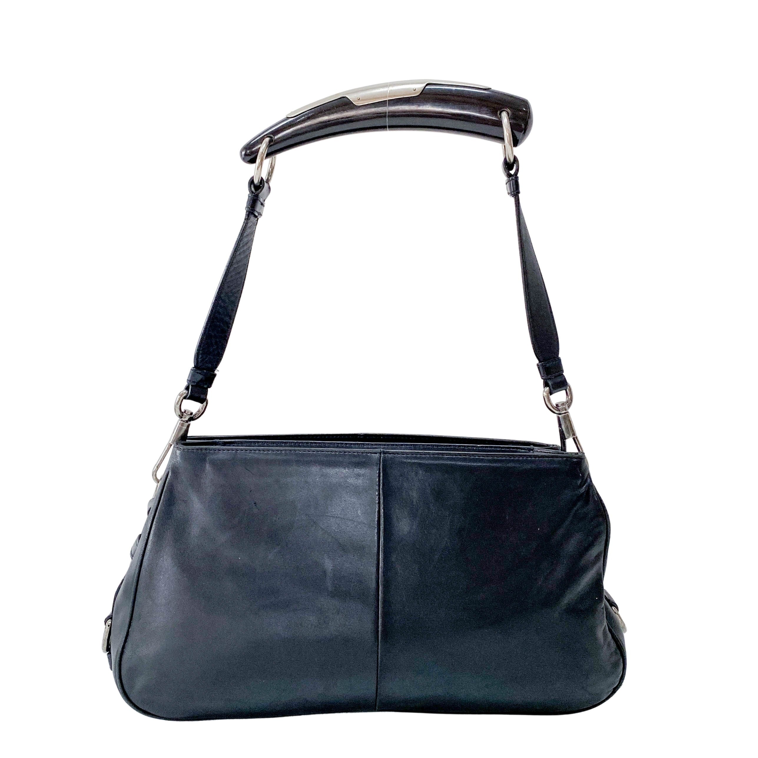 Mombasa Black Leather Shoulder Bag