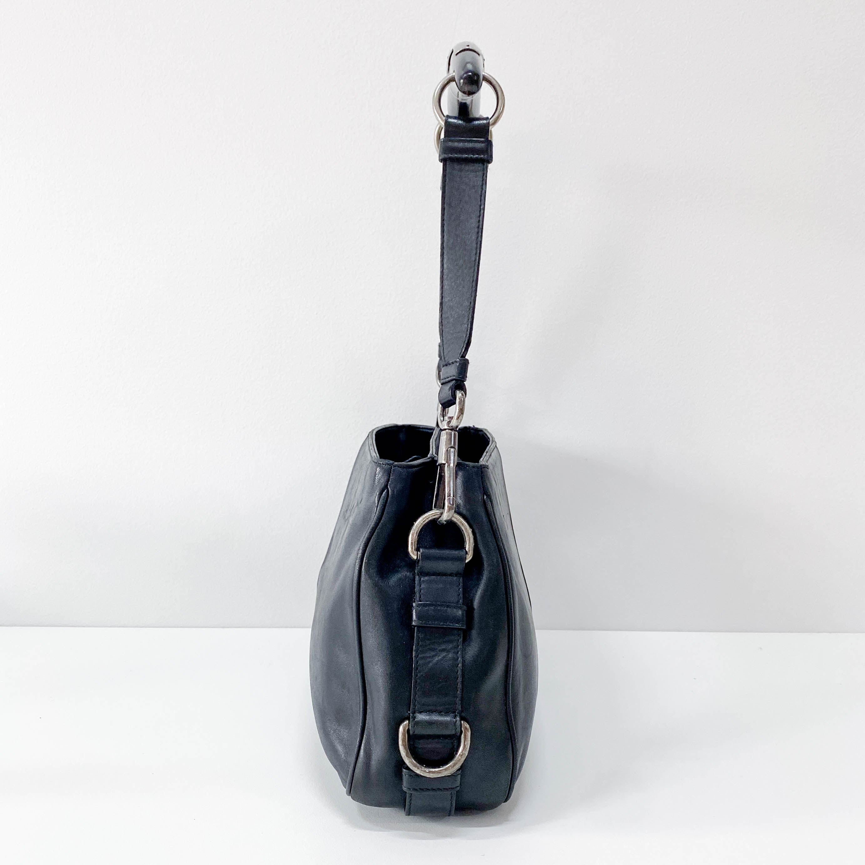 Mombasa Black Leather Shoulder Bag