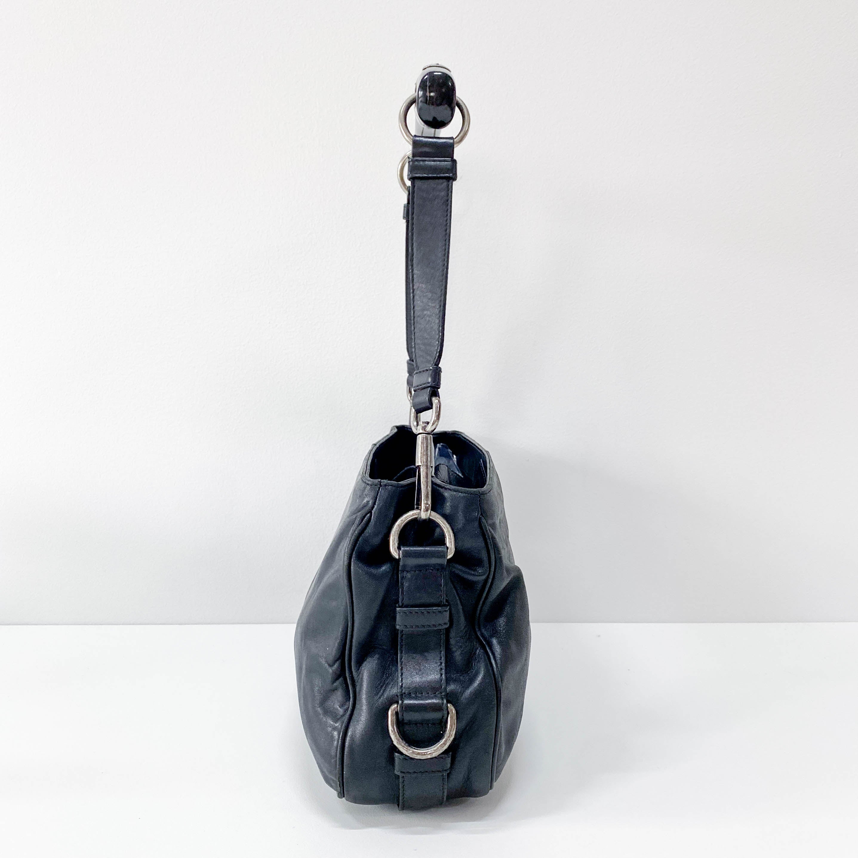 Mombasa Black Leather Shoulder Bag