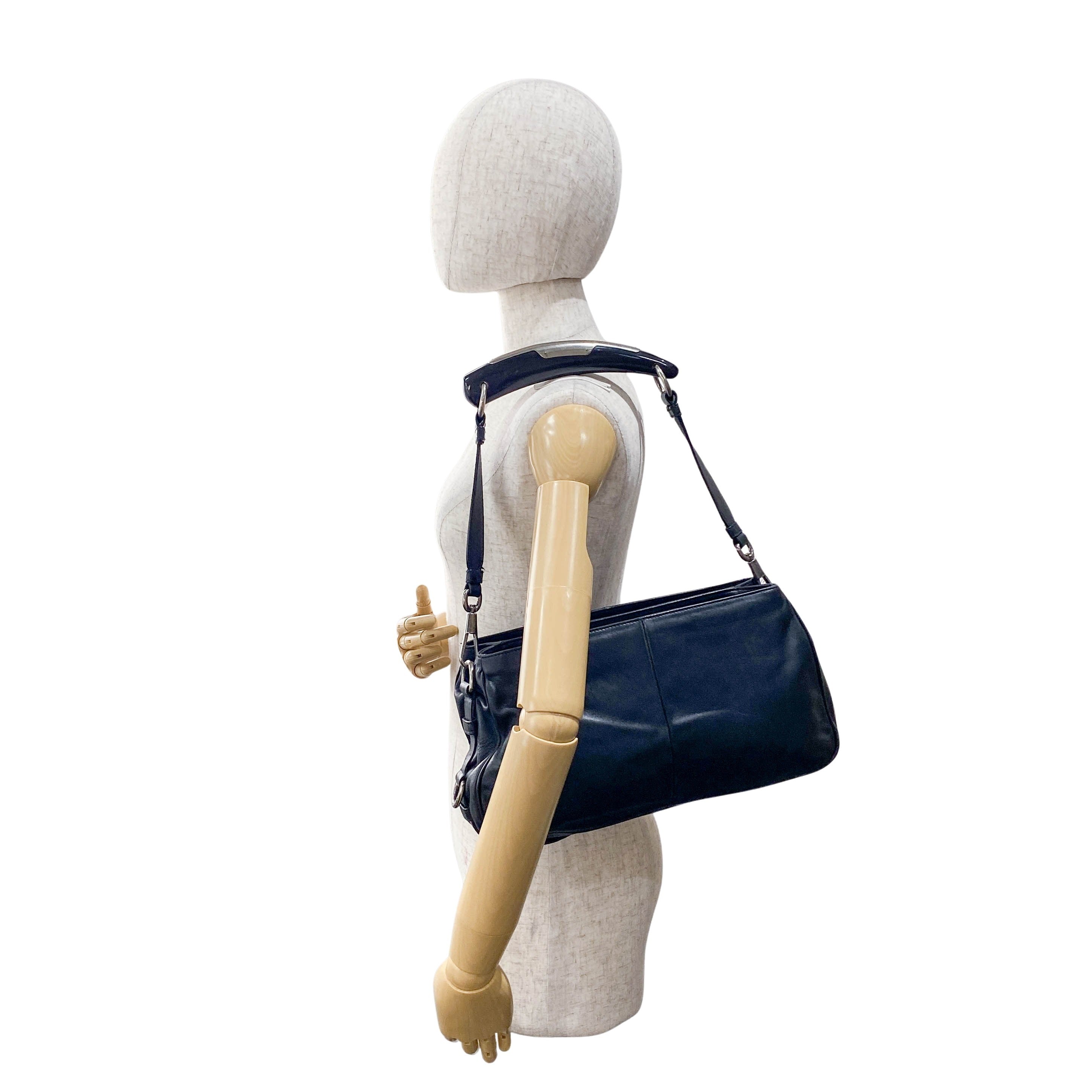 Mombasa Black Leather Shoulder Bag