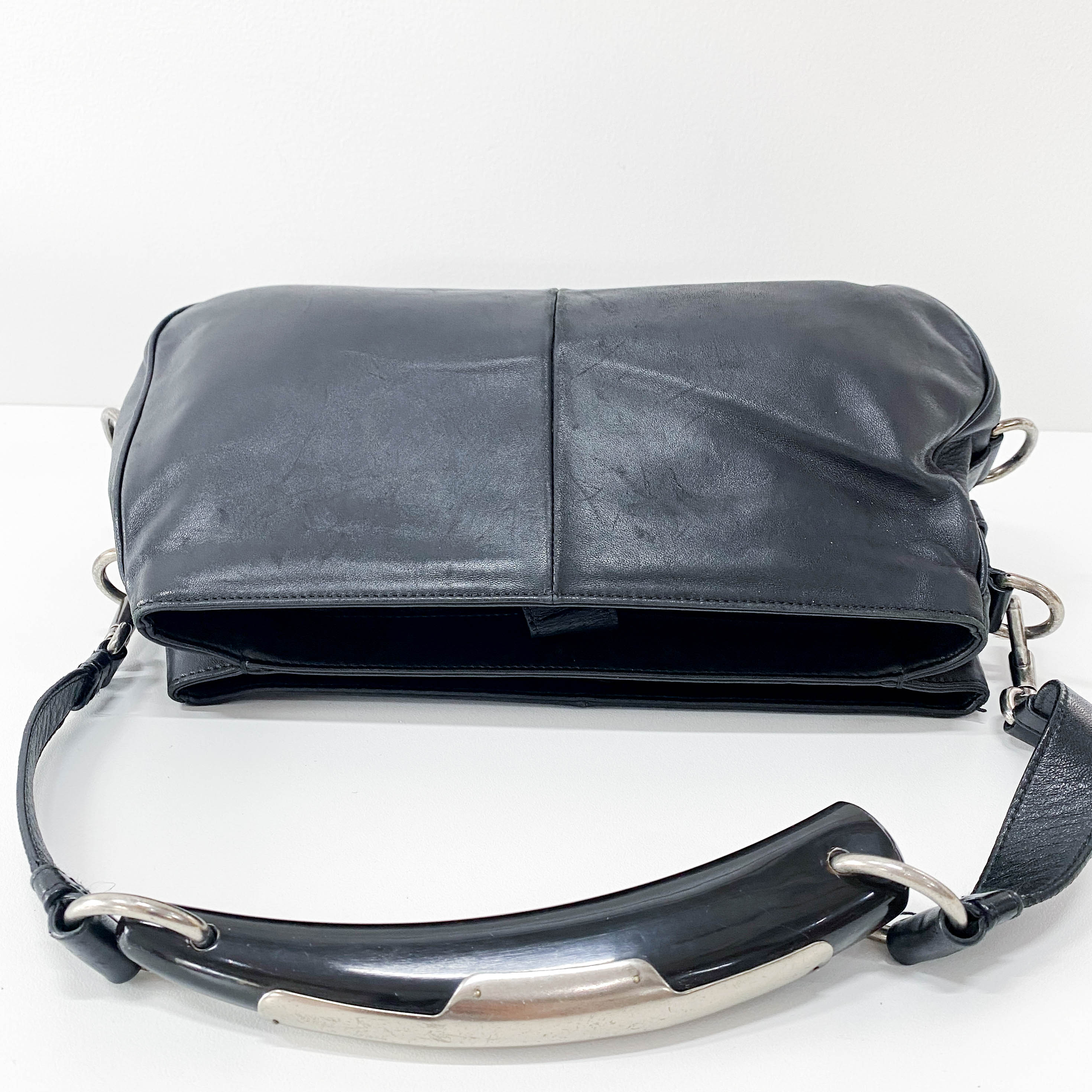 Mombasa Black Leather Shoulder Bag