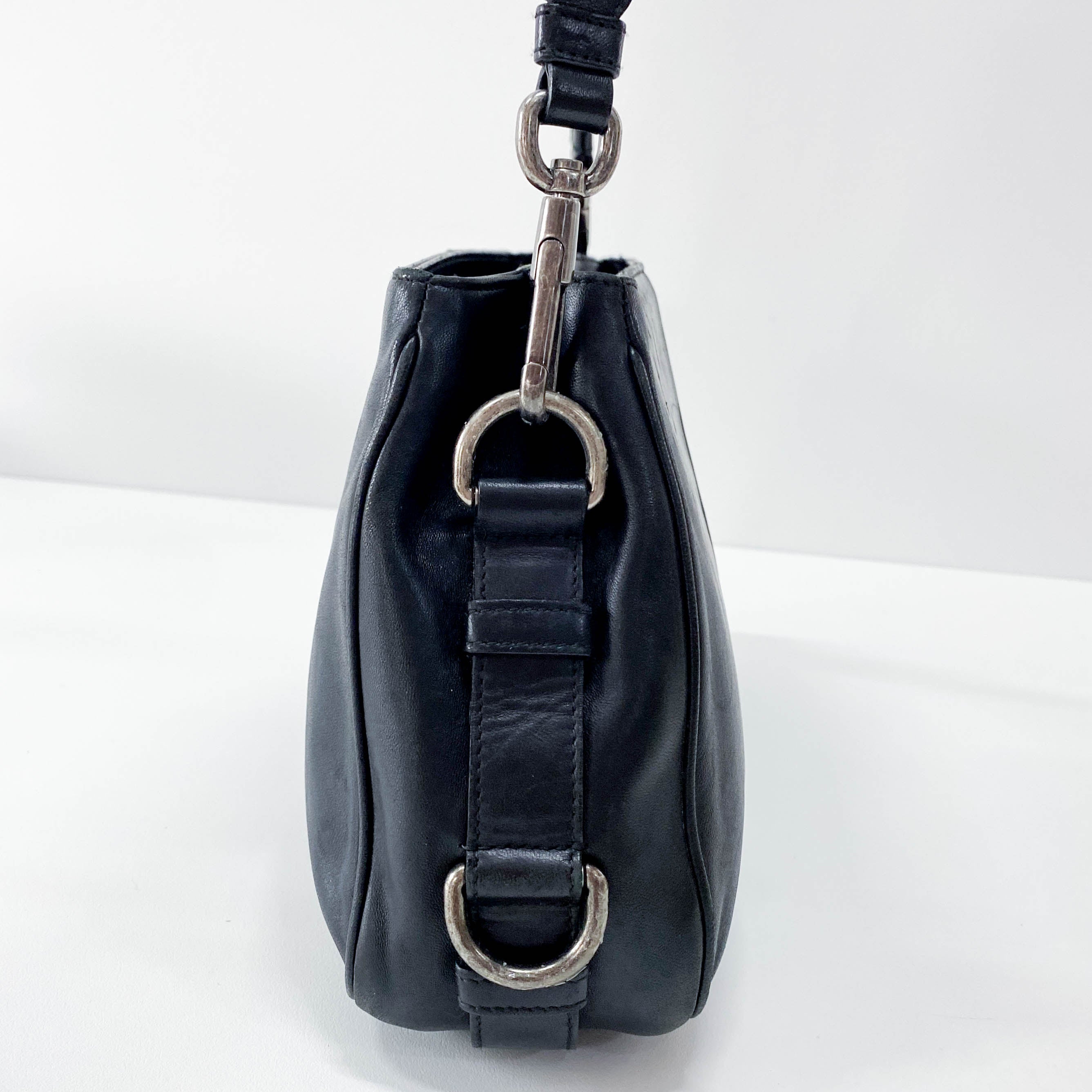 Mombasa Black Leather Shoulder Bag