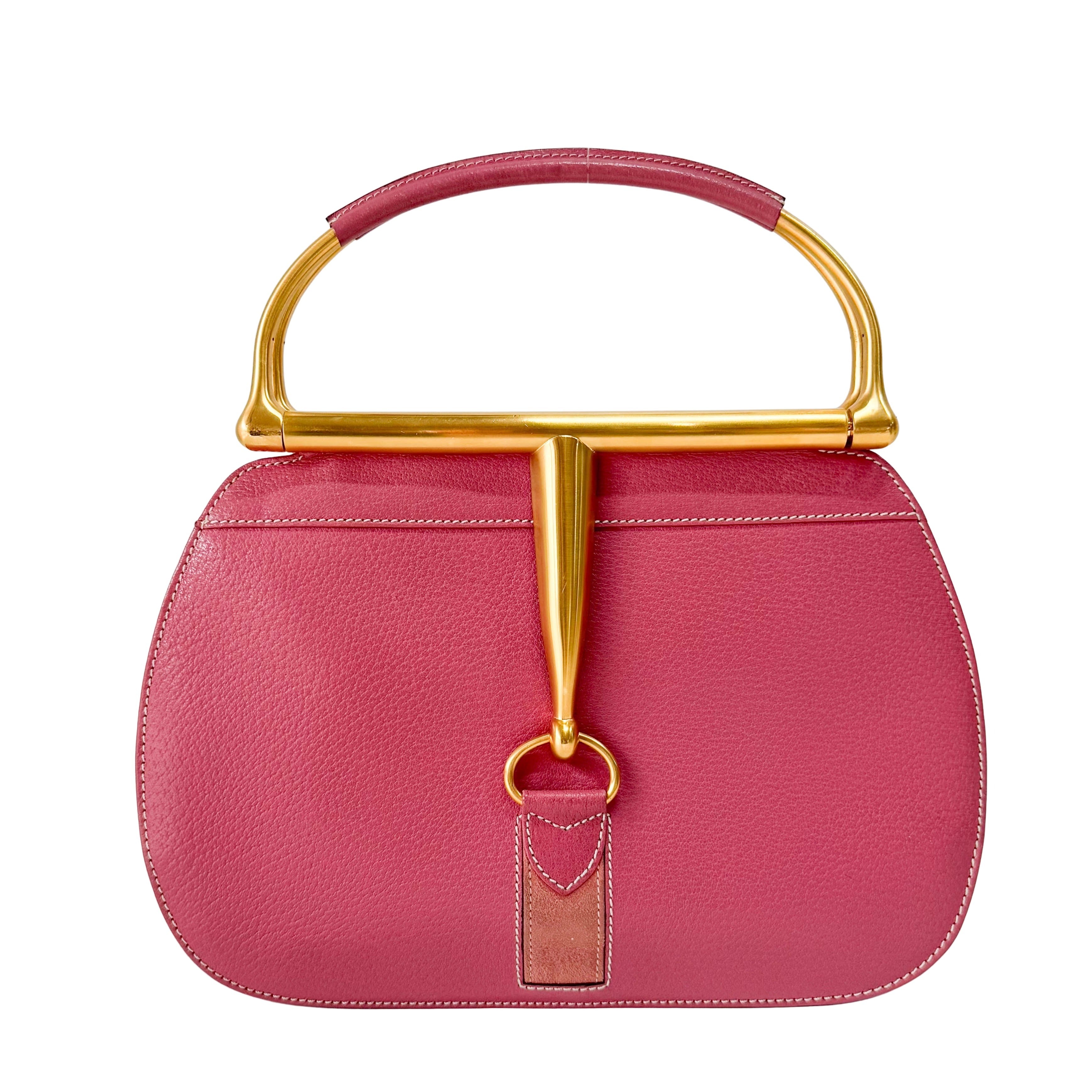 Horsebit Pink Leather Handbag