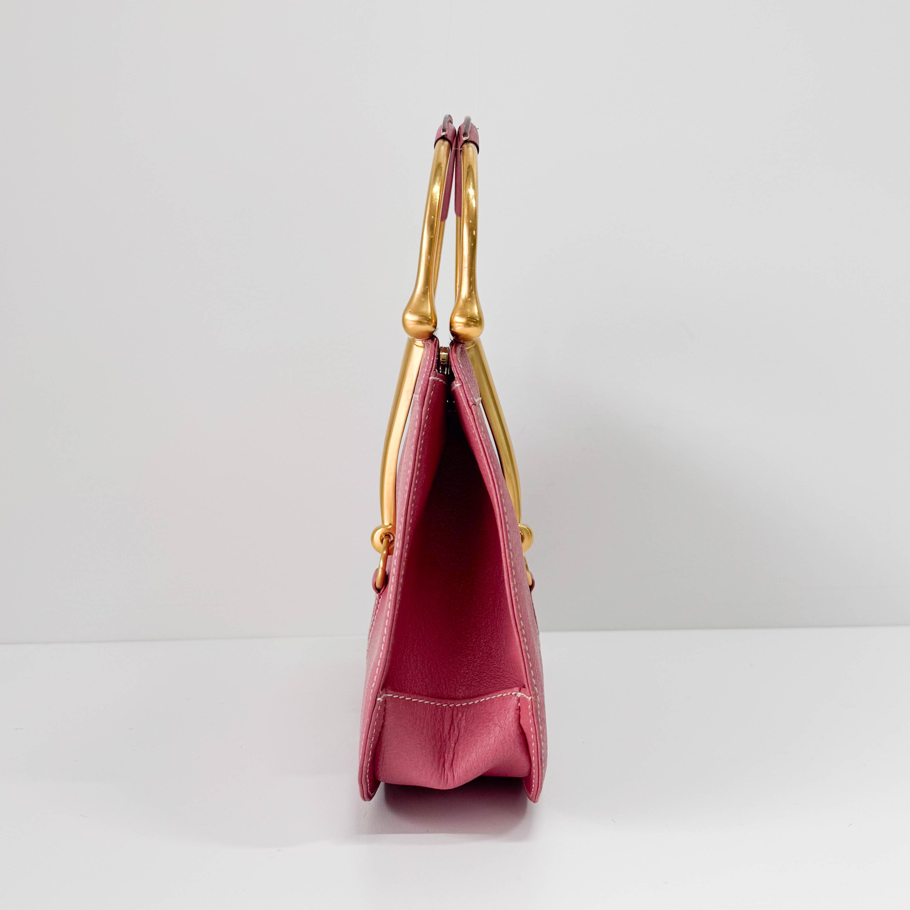 Horsebit Pink Leather Handbag