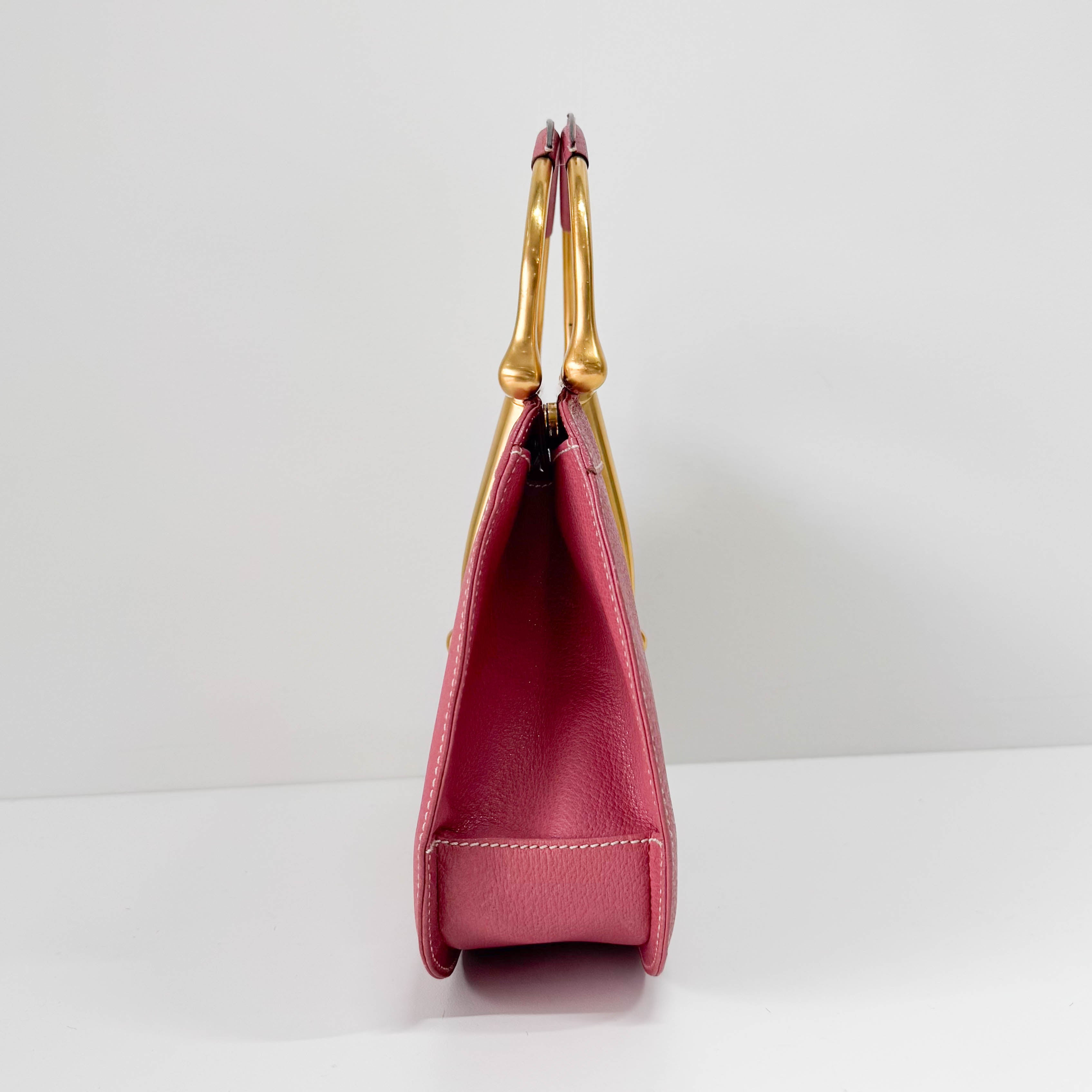 Horsebit Pink Leather Handbag