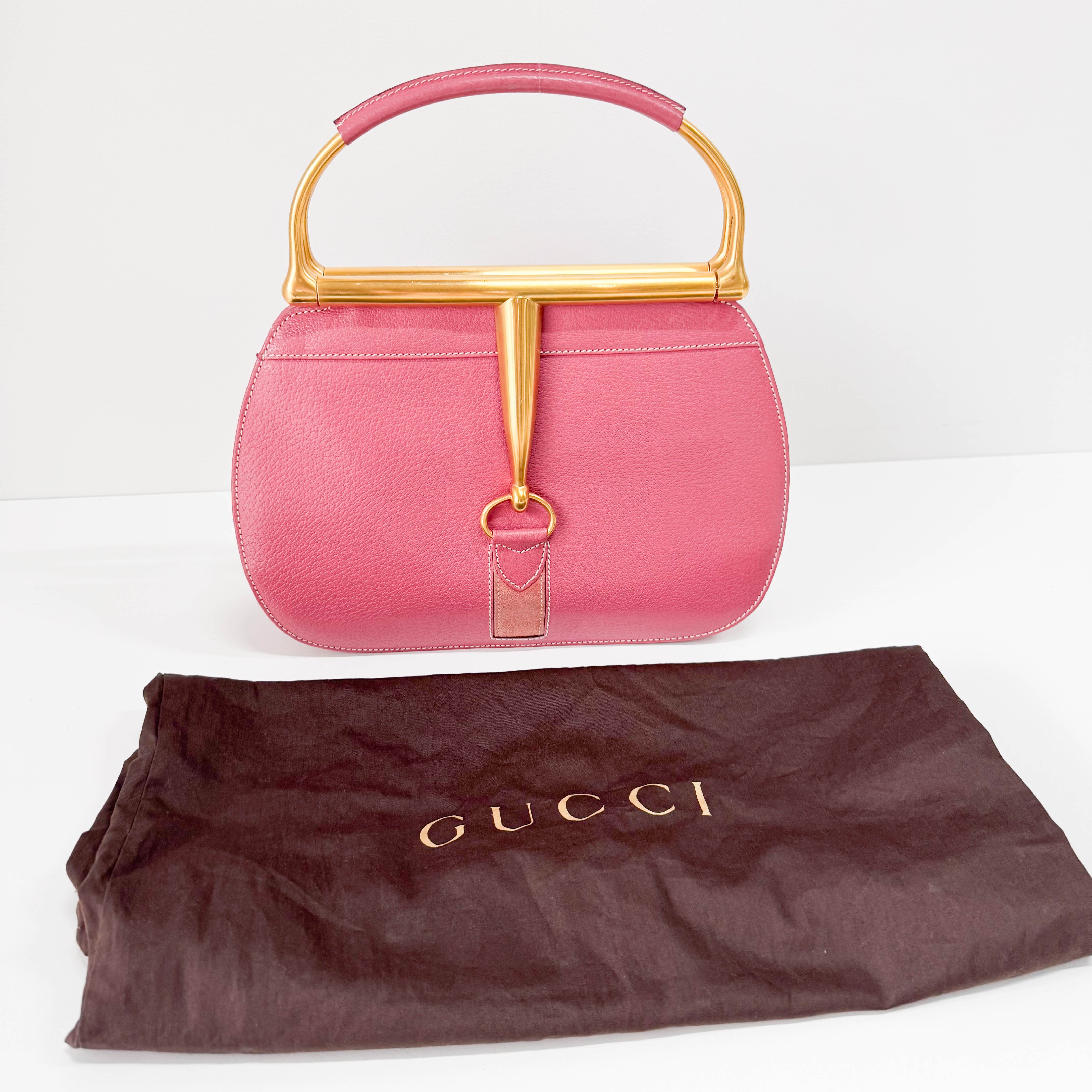 Horsebit Pink Leather Handbag