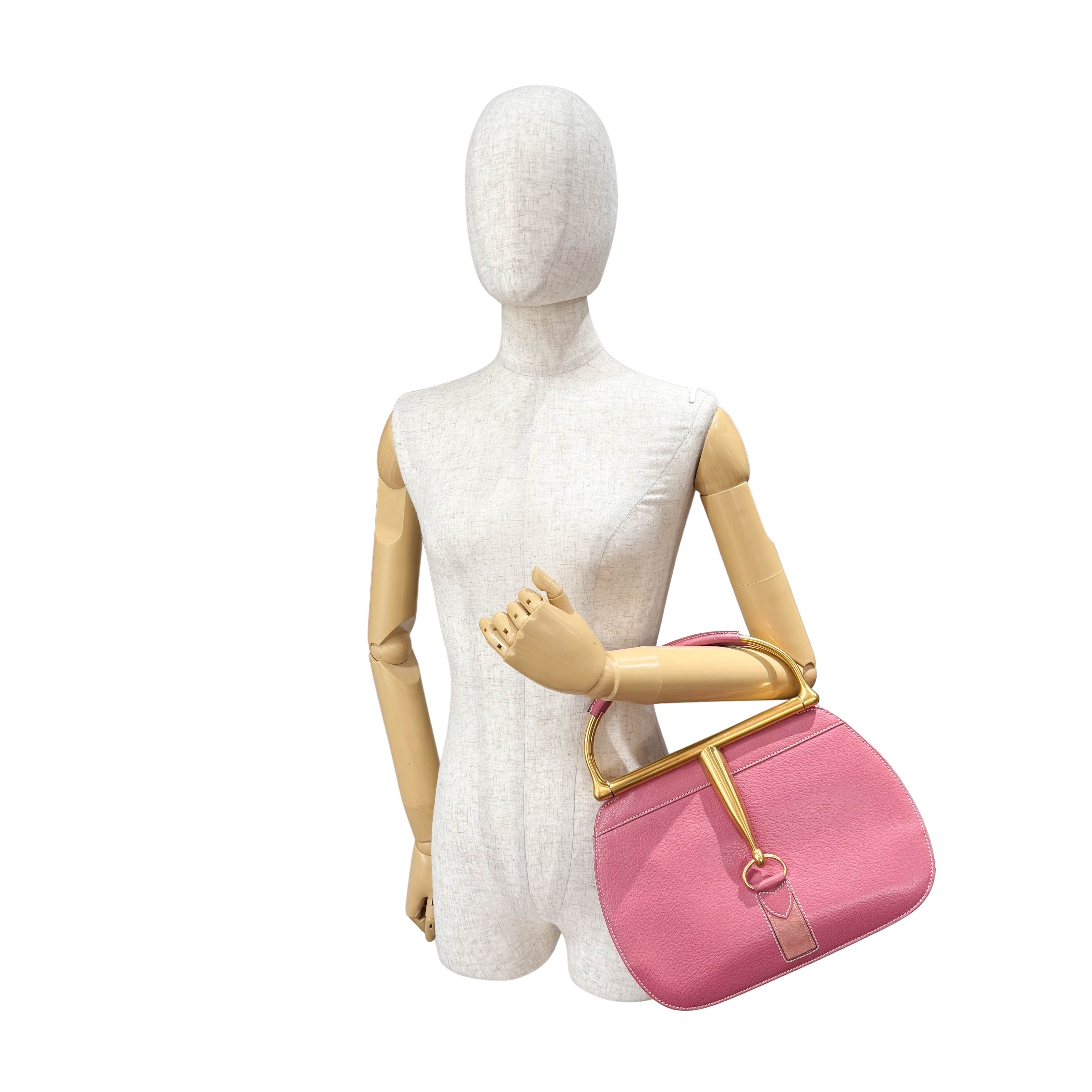 Horsebit Pink Leather Handbag