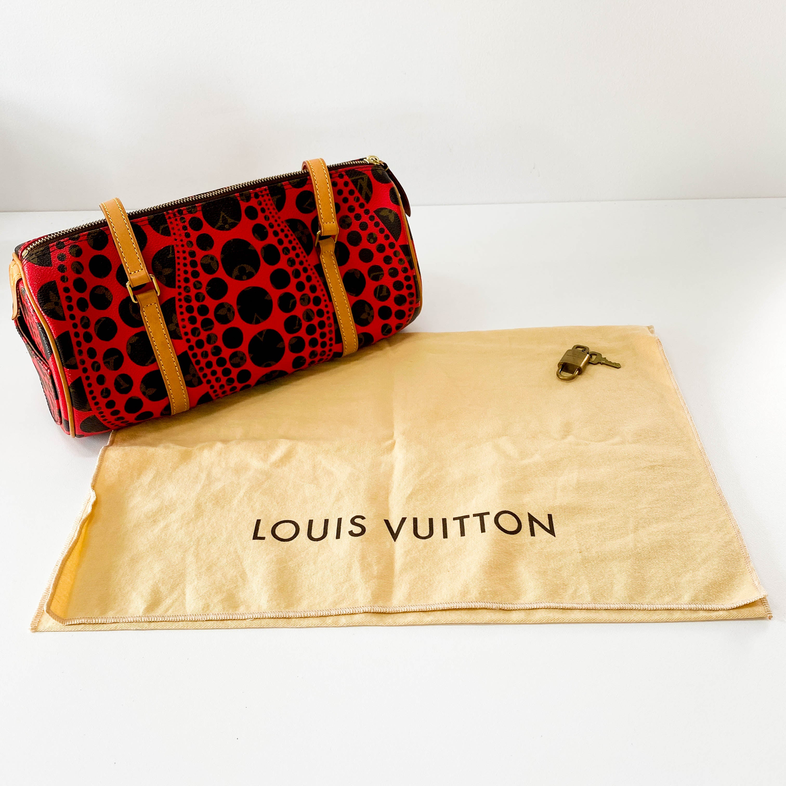 Yayoi Kusama Monogram Pumpkin Dot Papillon Red Shoulder Bag