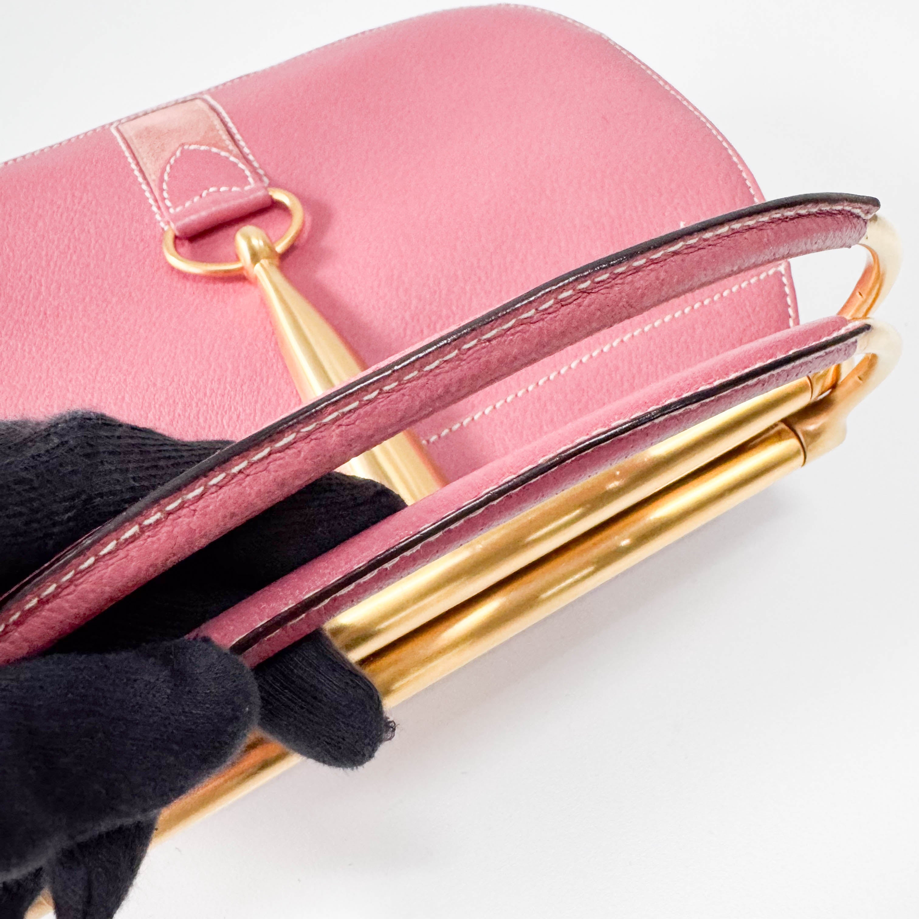 Horsebit Pink Leather Handbag