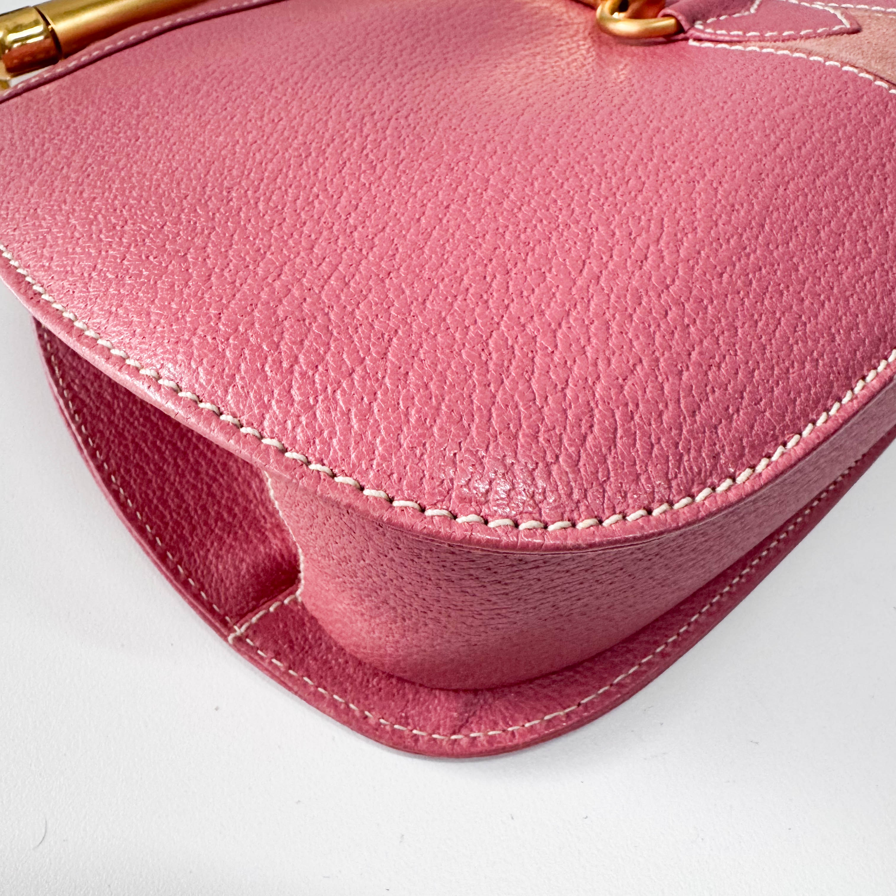 Horsebit Pink Leather Handbag