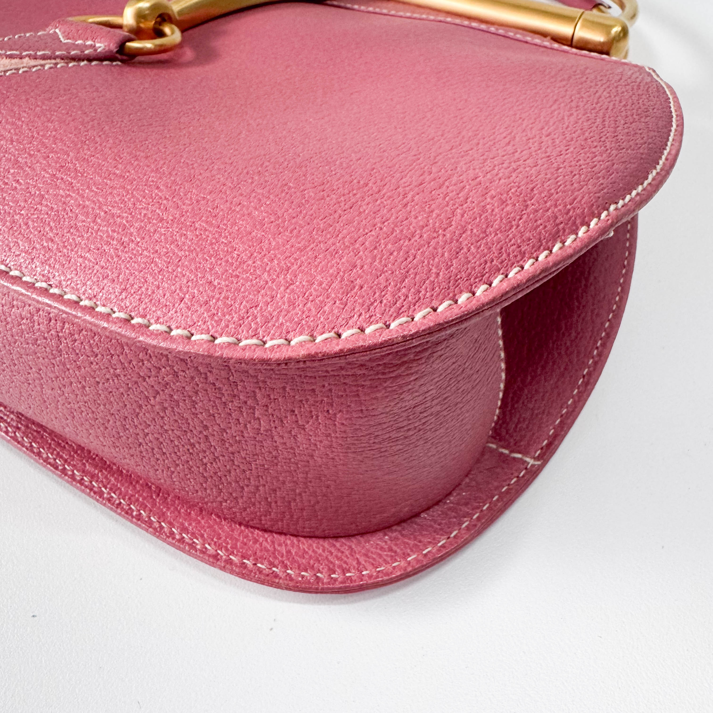 Horsebit Pink Leather Handbag
