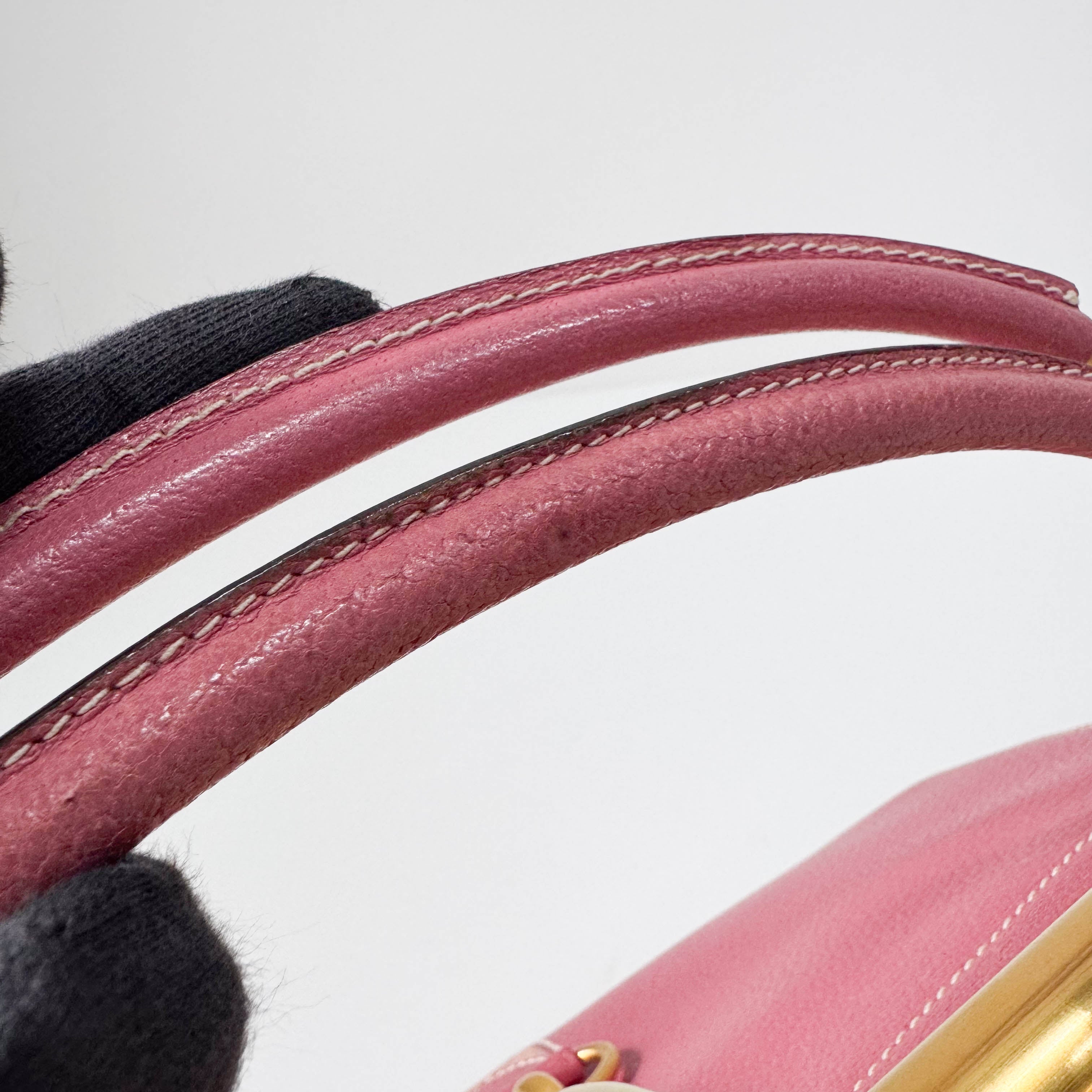 Horsebit Pink Leather Handbag