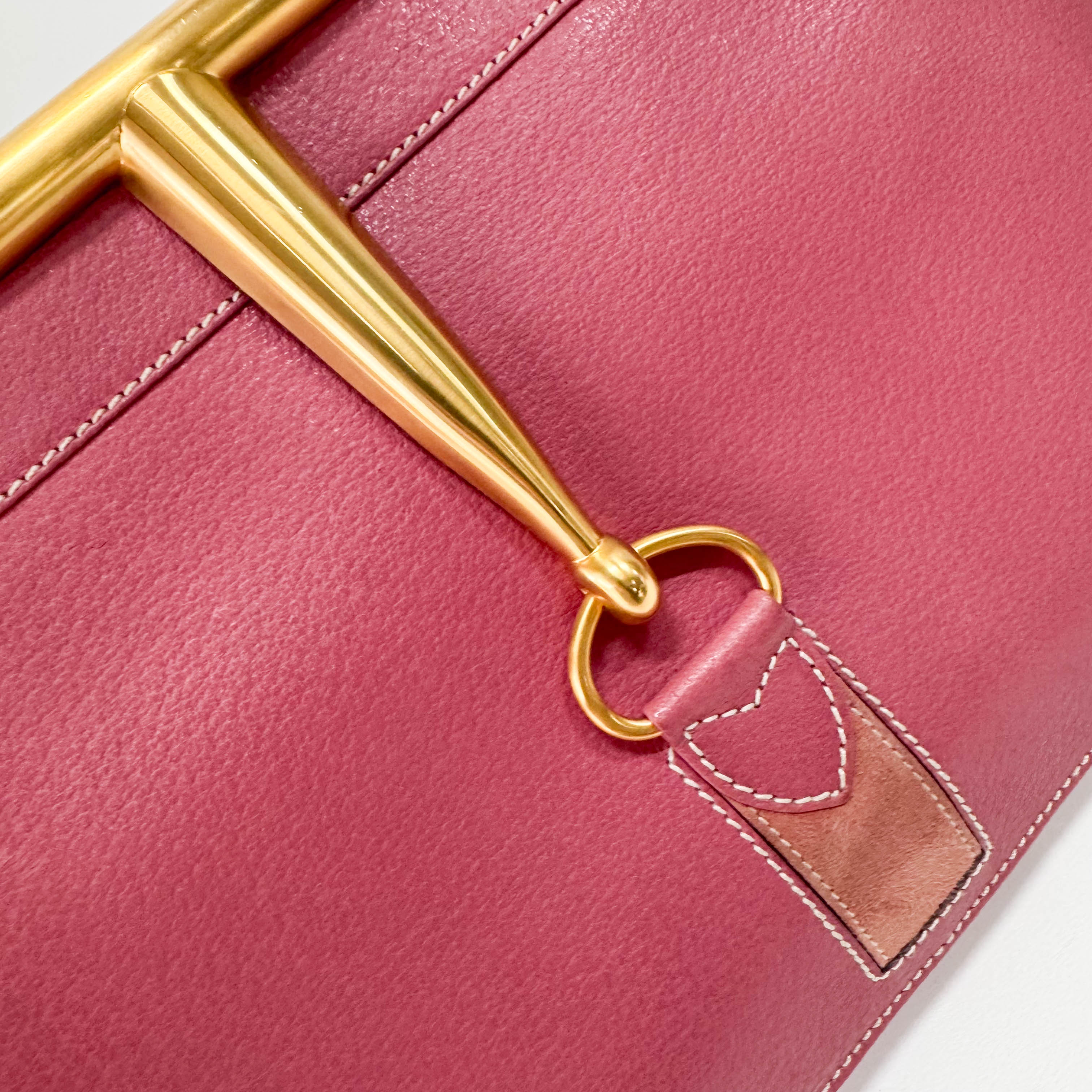 Horsebit Pink Leather Handbag