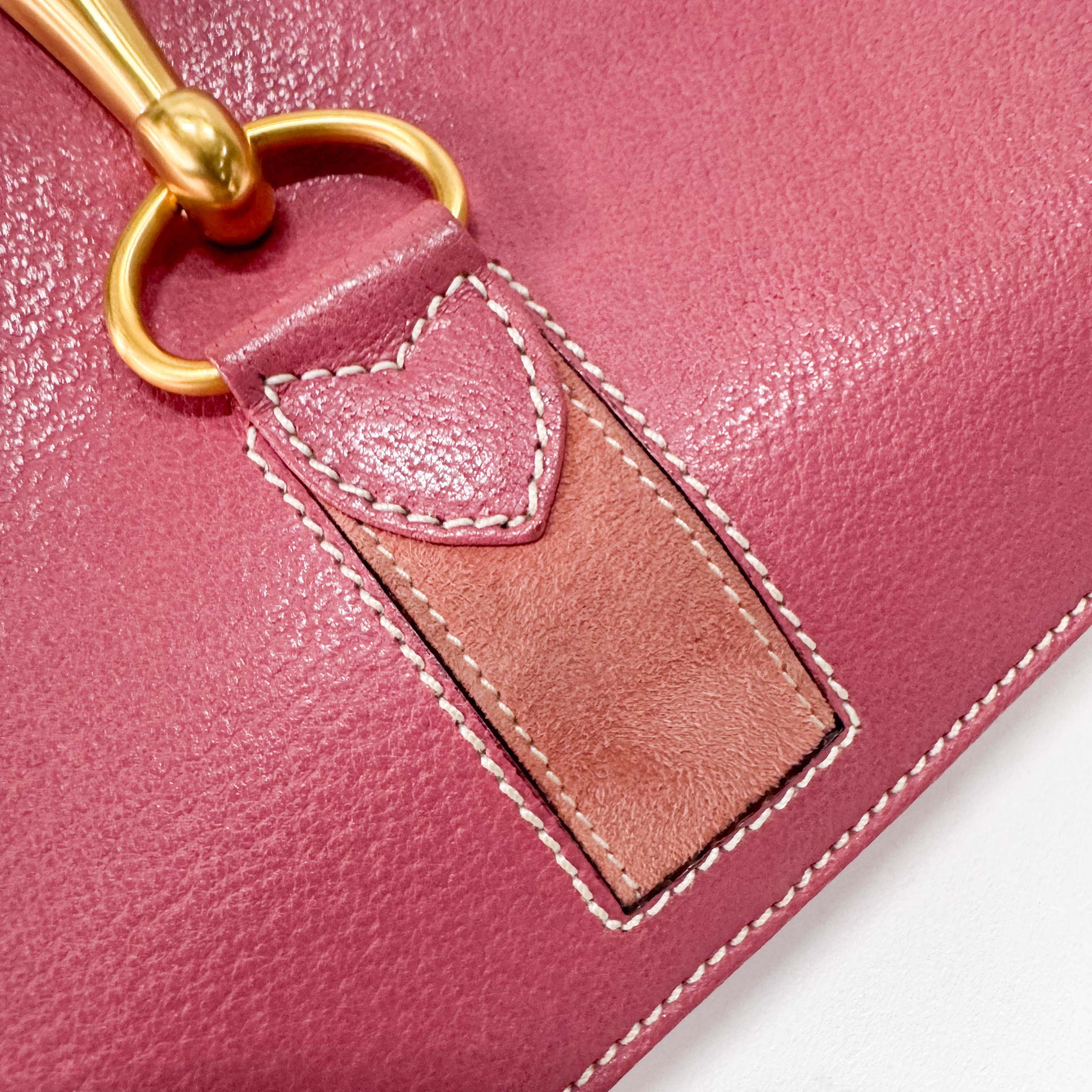 Horsebit Pink Leather Handbag
