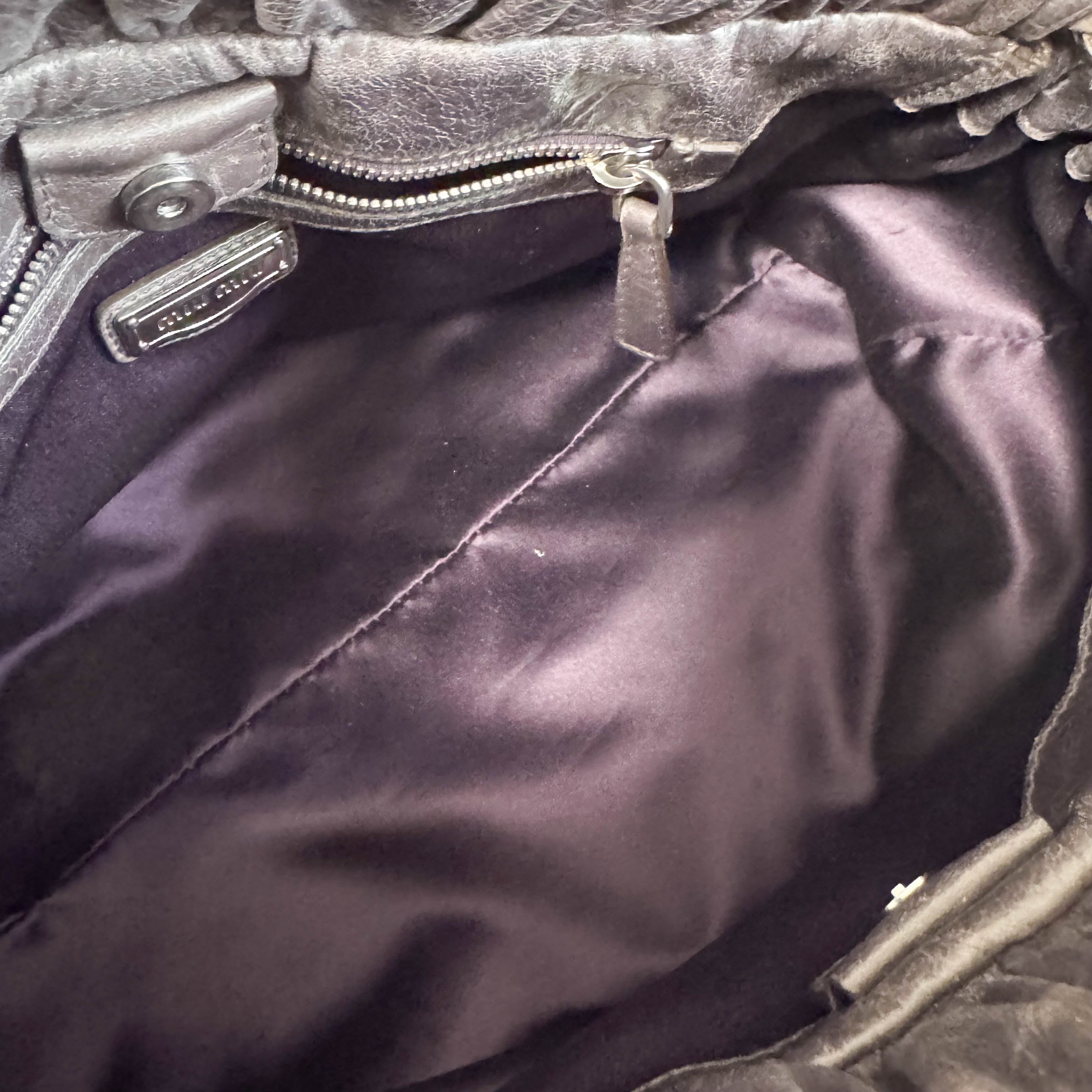 Vitello Grey Leather Top Handle Bag