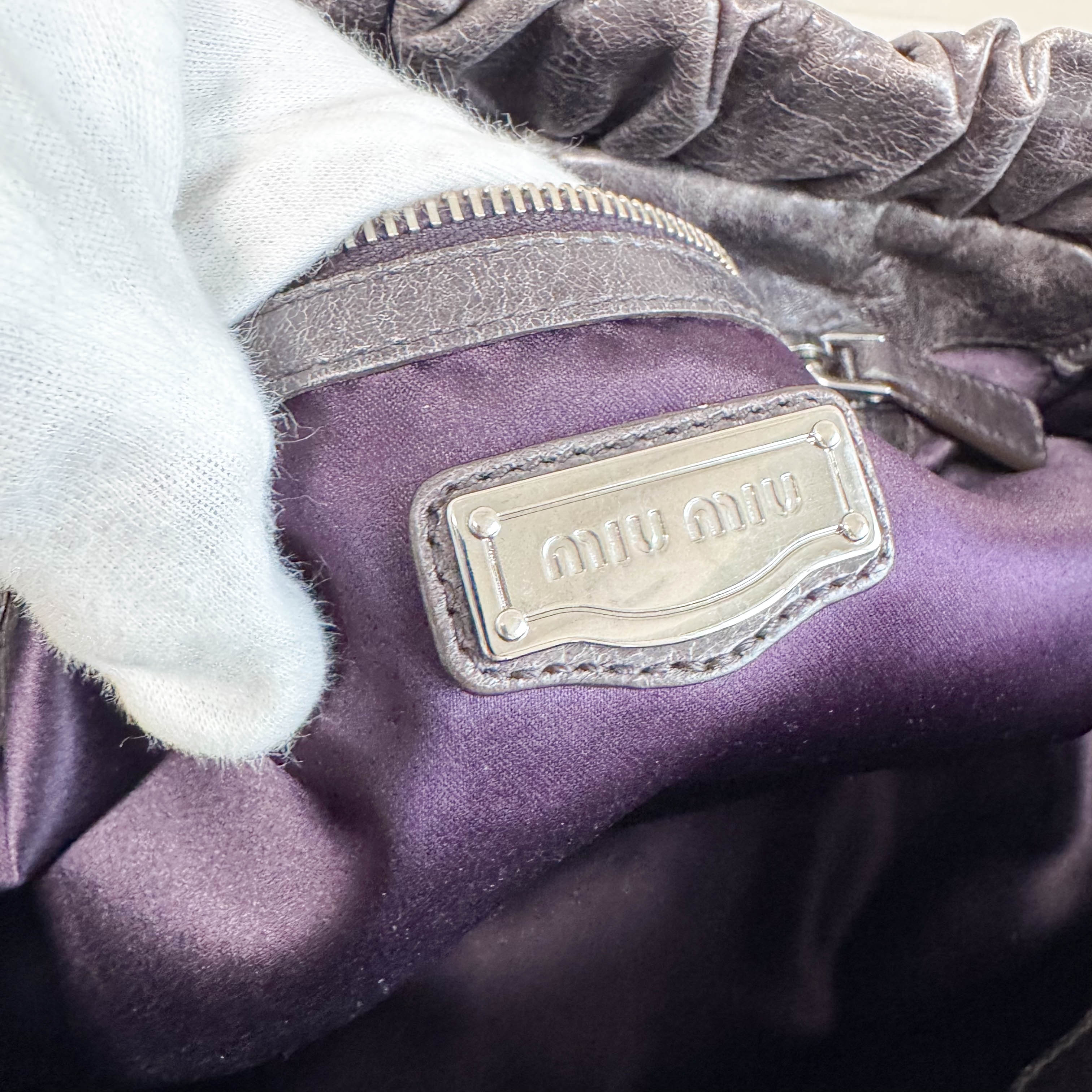 Vitello Grey Leather Top Handle Bag