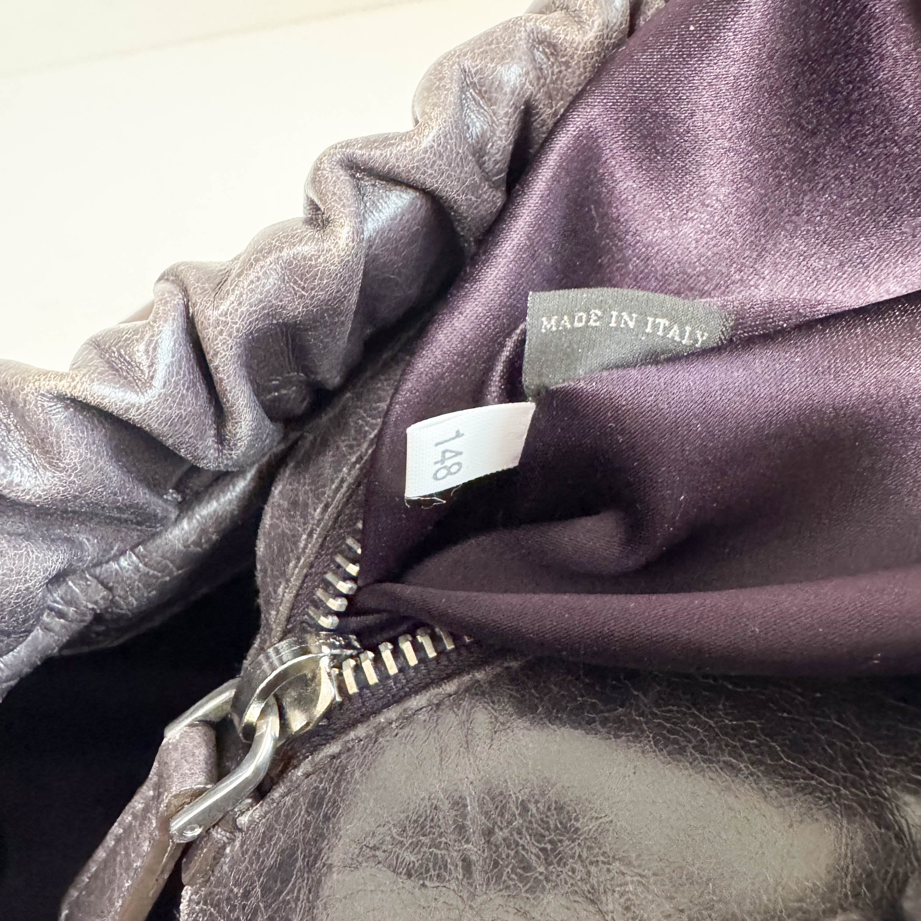 Vitello Grey Leather Top Handle Bag