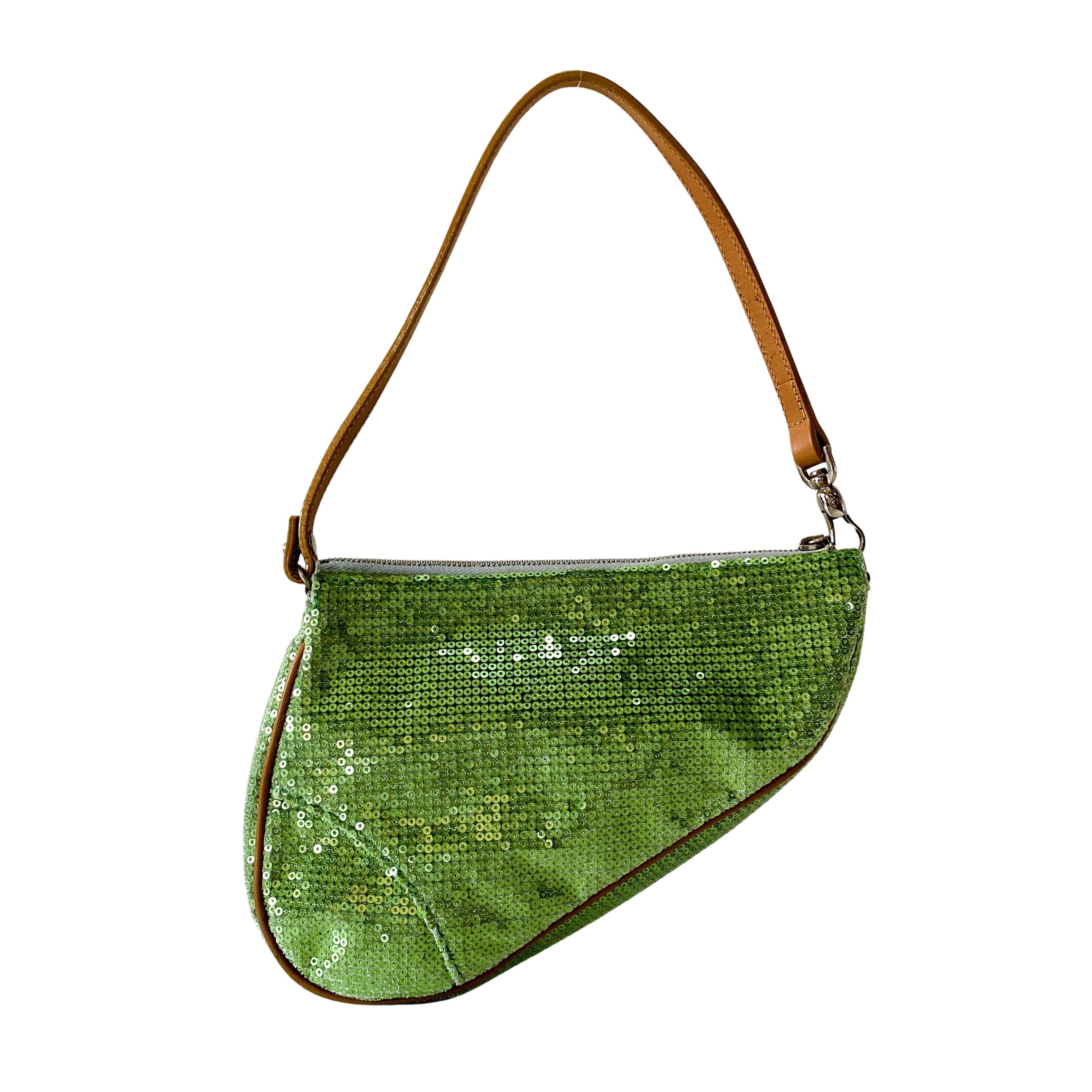Limited Edition Mini Saddle Green Sequin Shoulder Bag