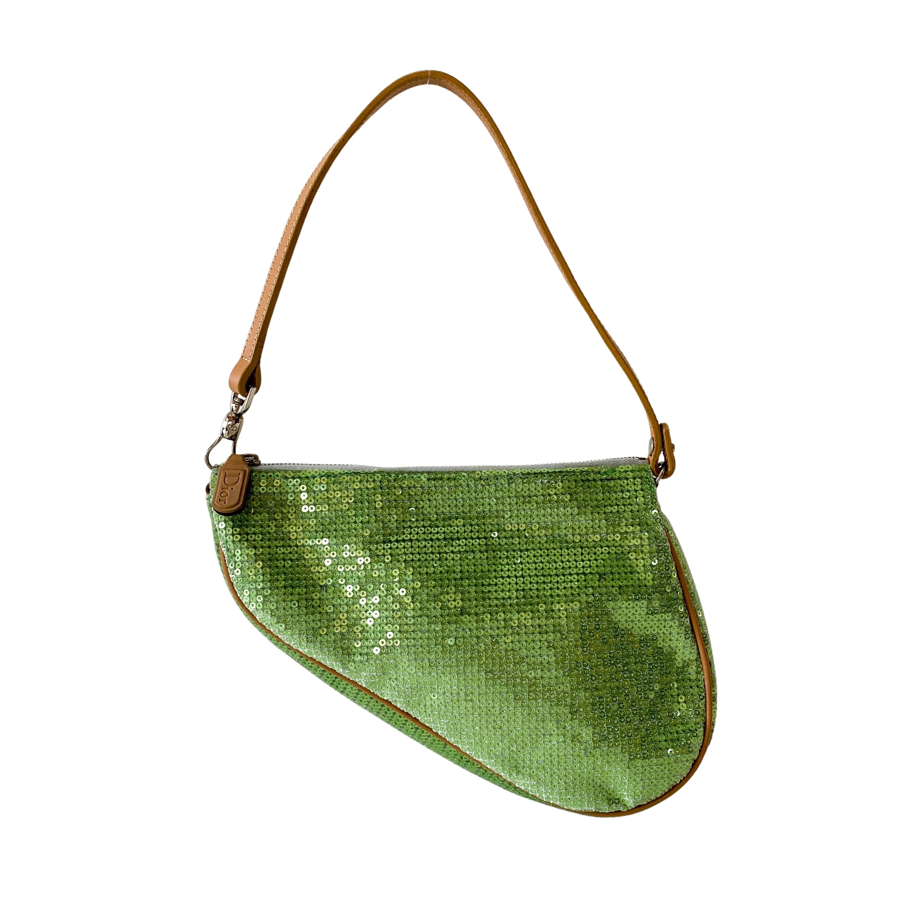 Limited Edition Mini Saddle Green Sequin Shoulder Bag