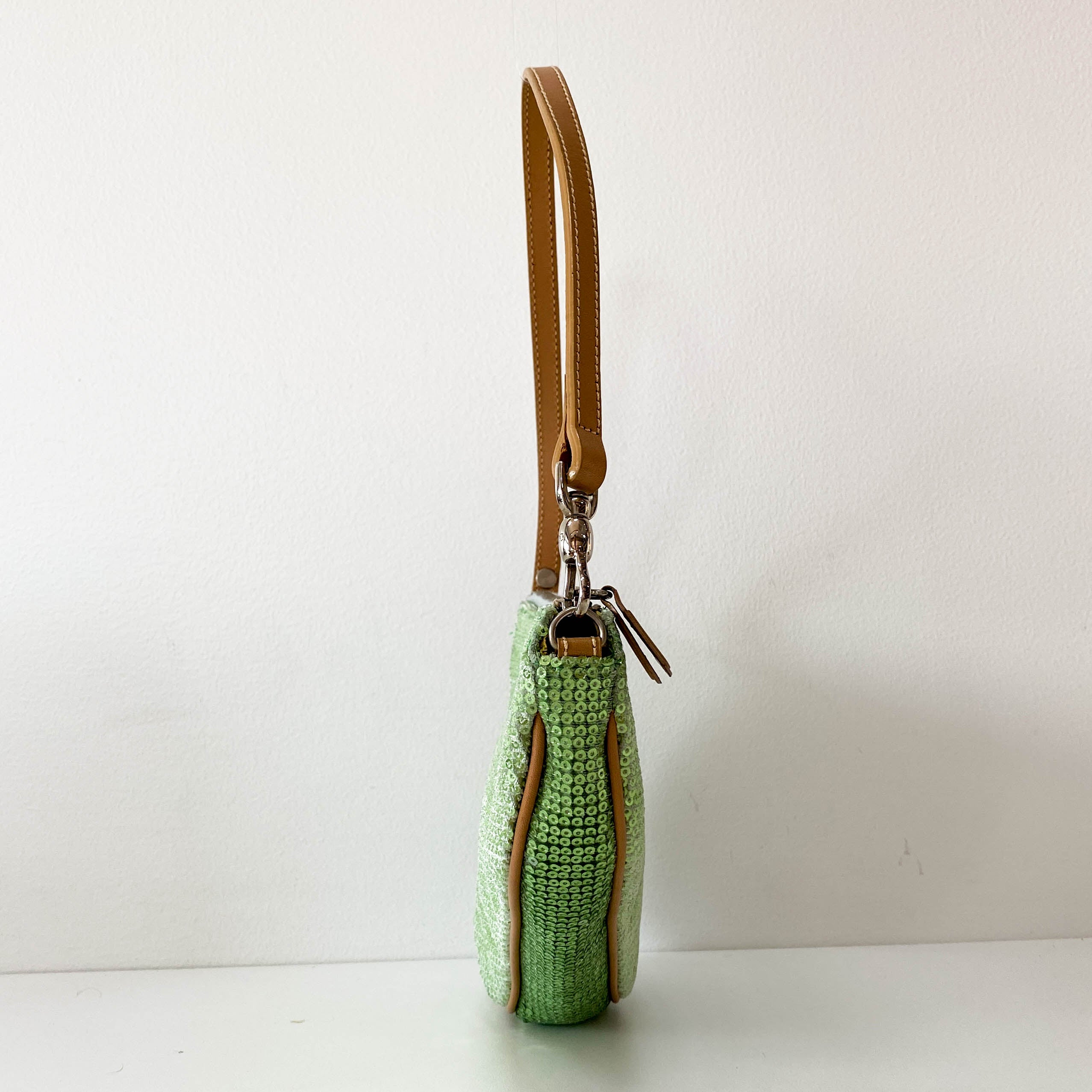 Limited Edition Mini Saddle Green Sequin Shoulder Bag