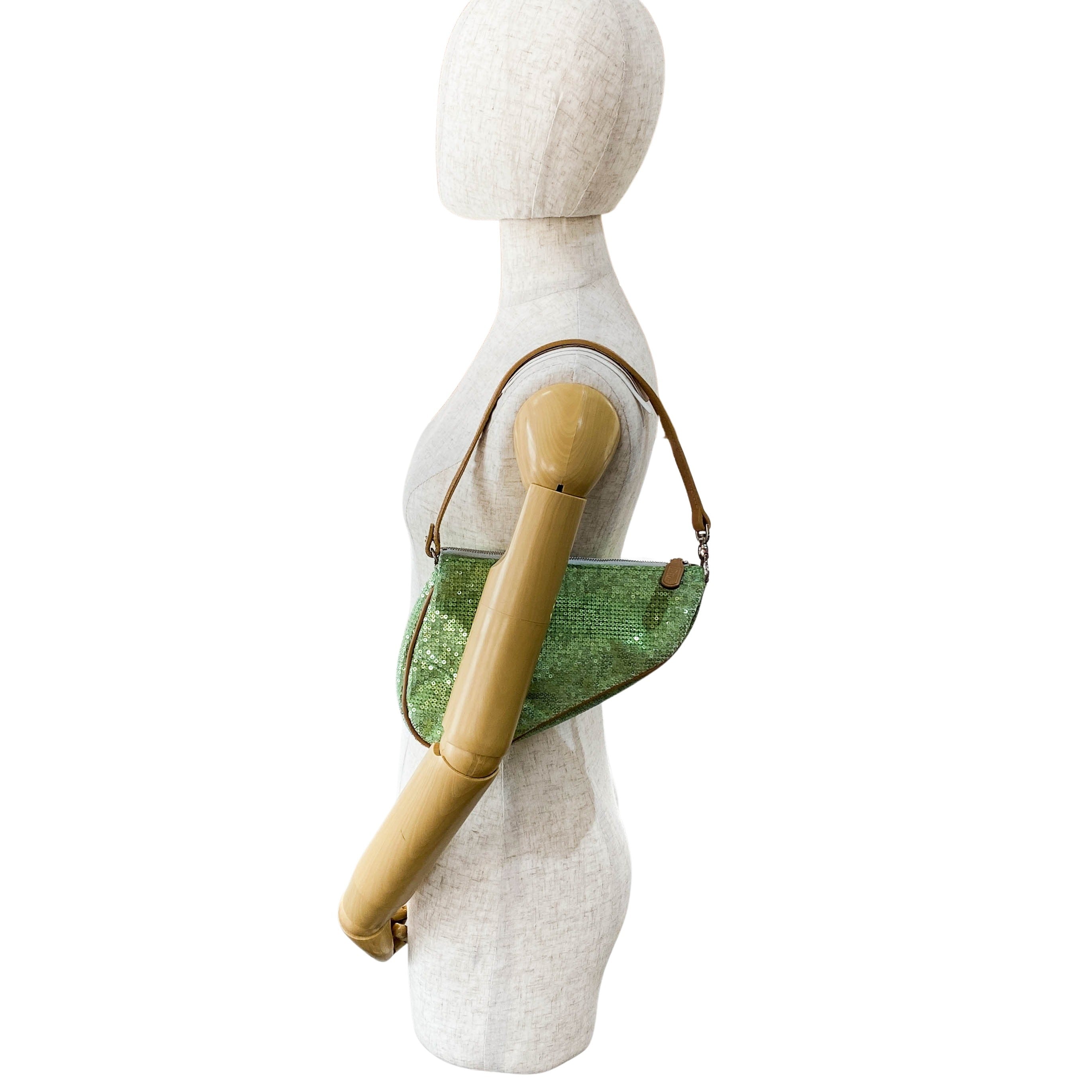 Limited Edition Mini Saddle Green Sequin Shoulder Bag