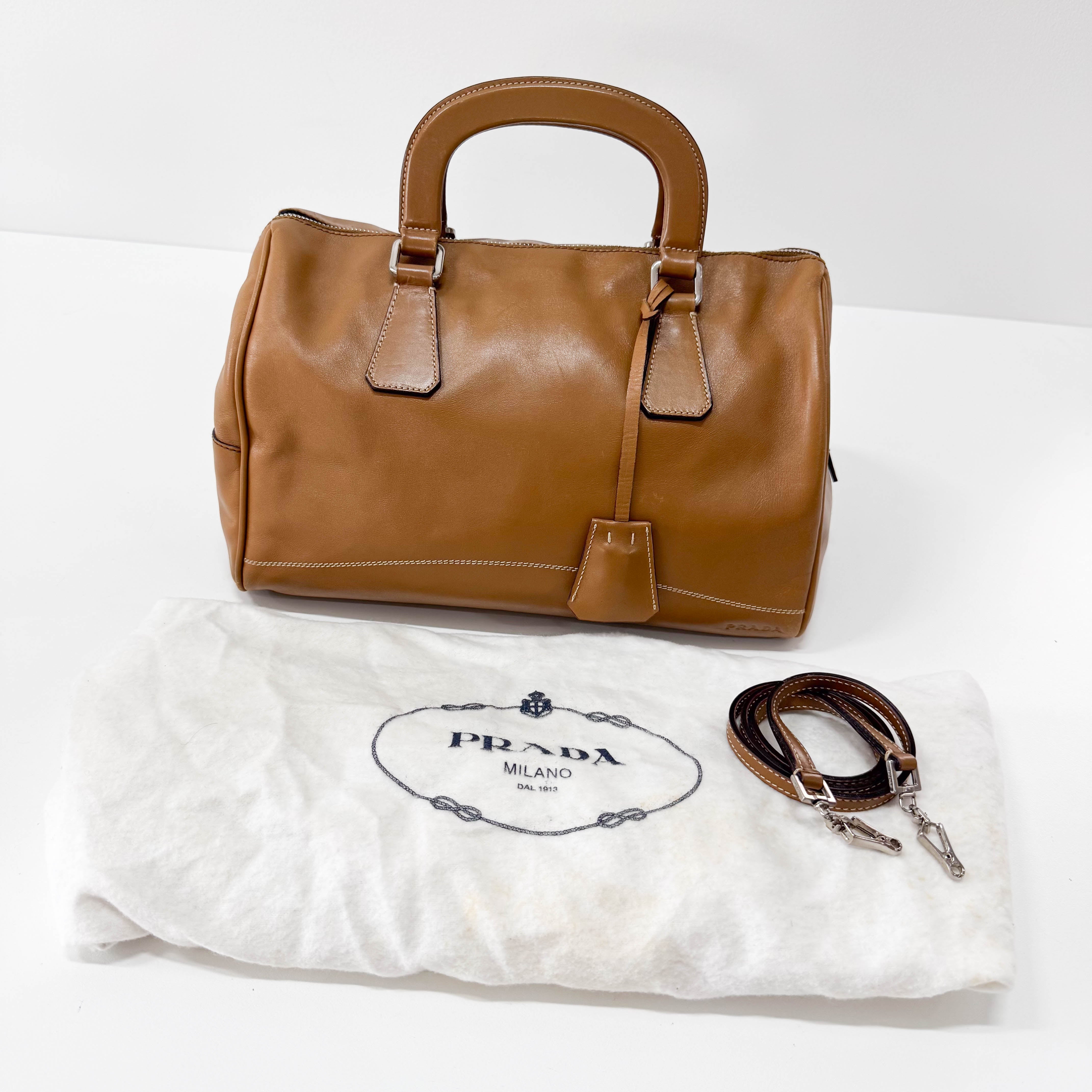 Brown Leather Bowling Bag