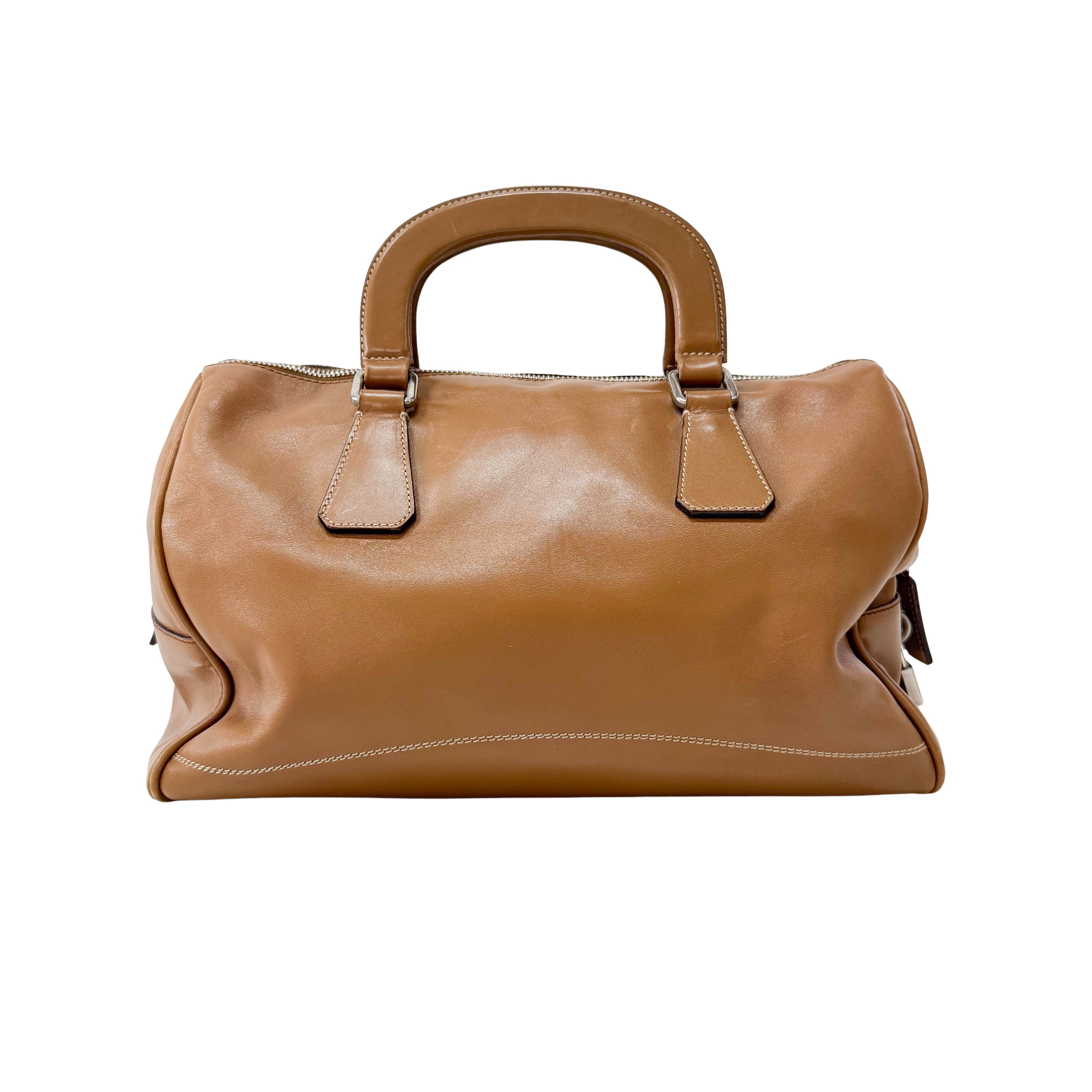 Brown Leather Bowling Bag