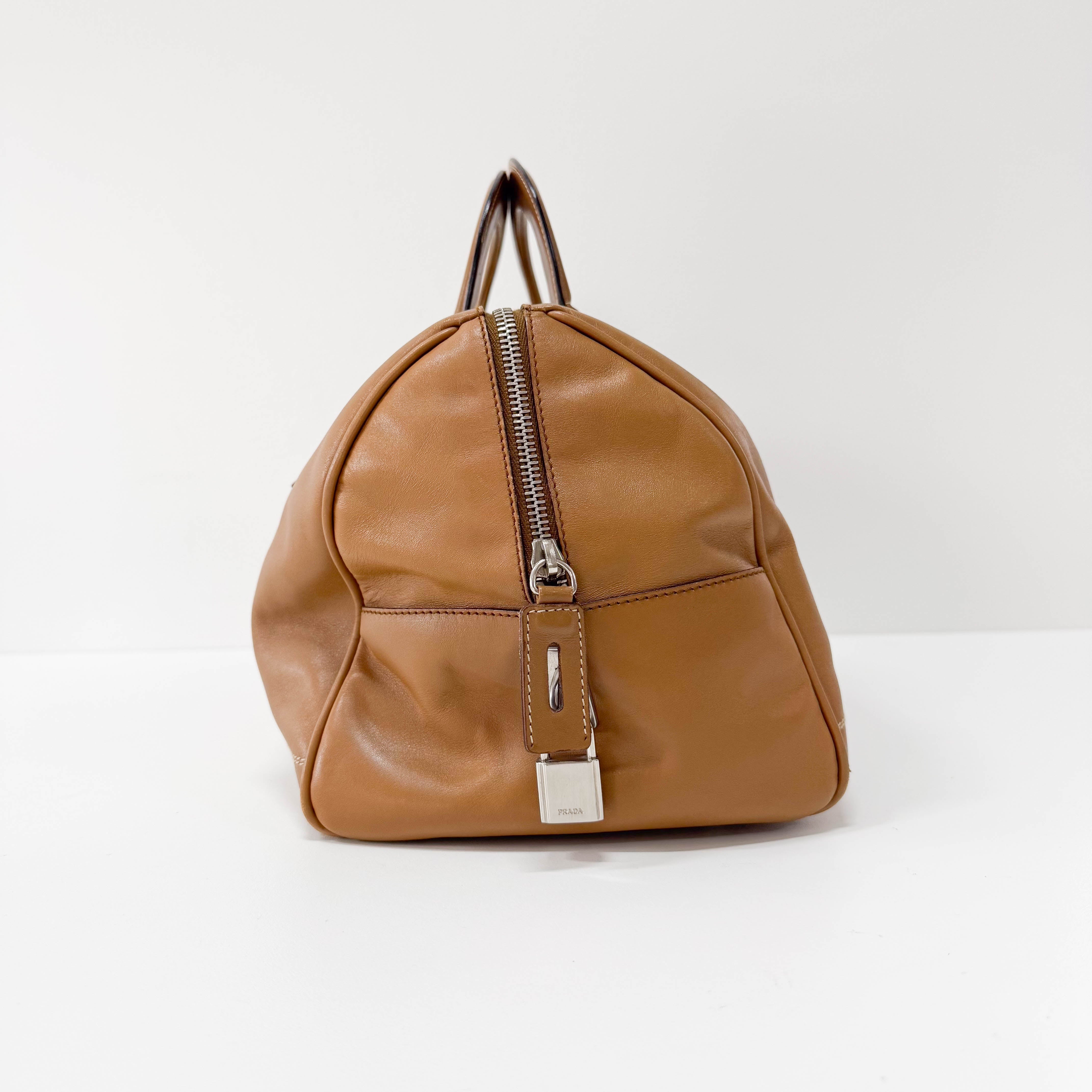 Brown Leather Bowling Bag