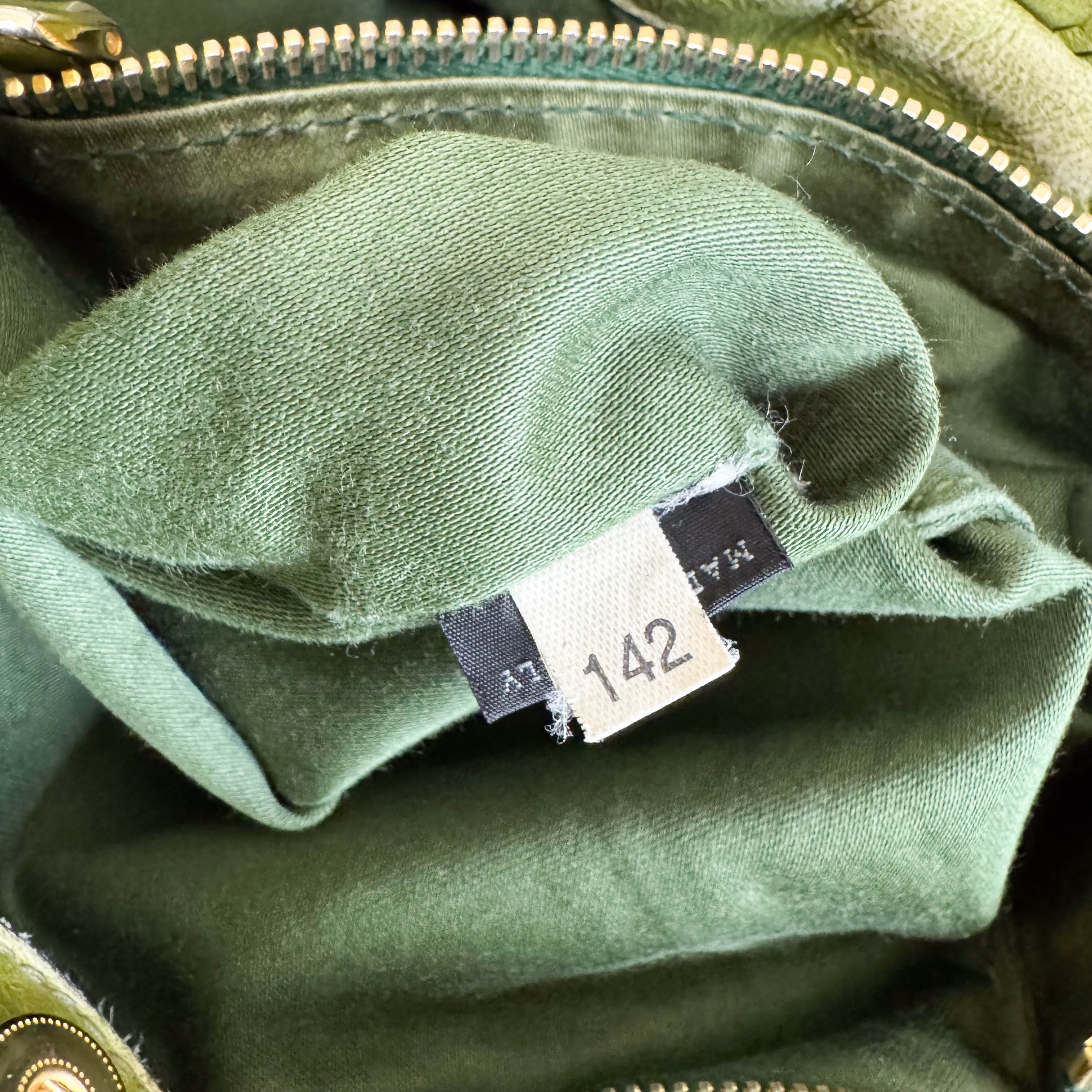 Vitello Bauletto Green Leather Handle/Shoulder Bag