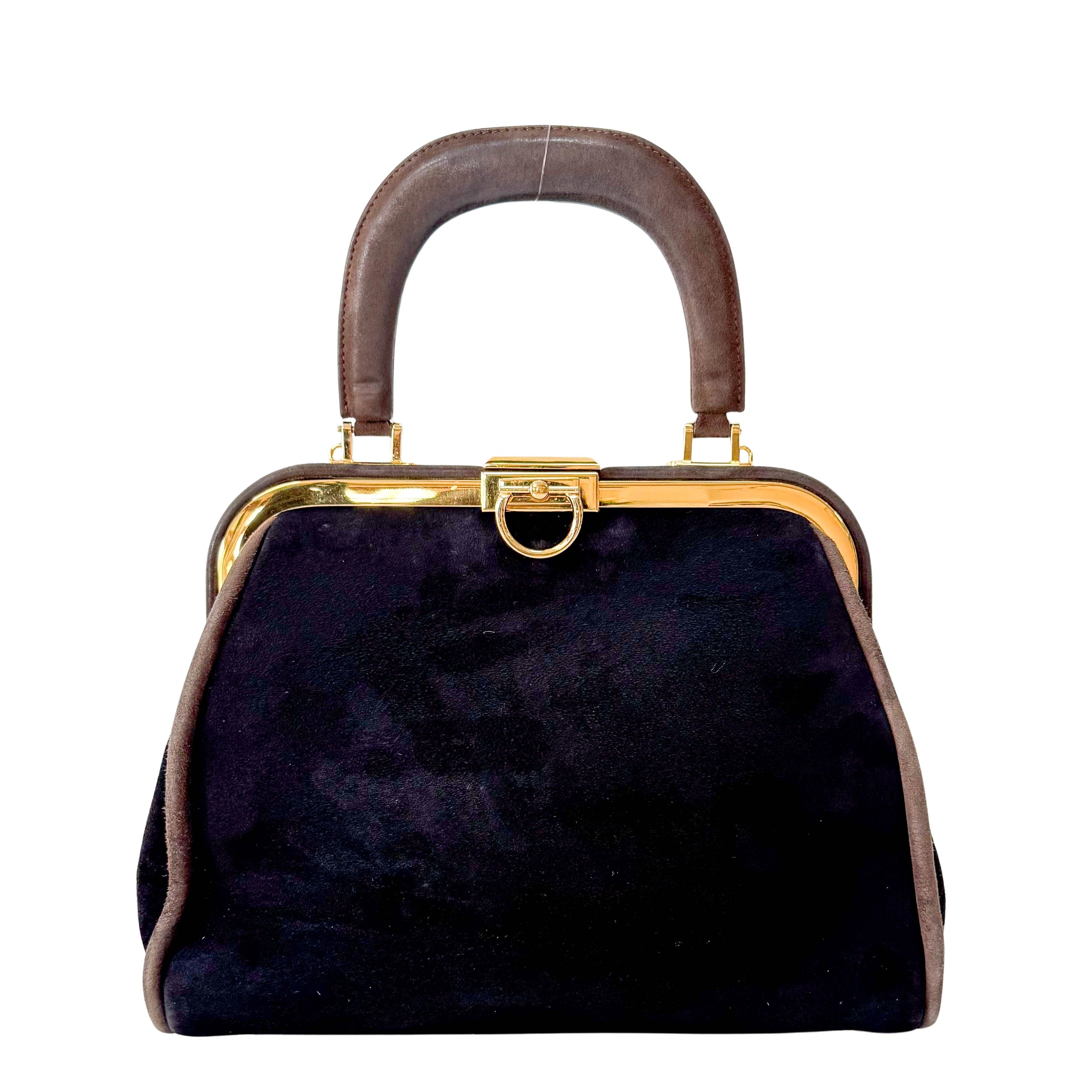 Black Suede Handle Bag