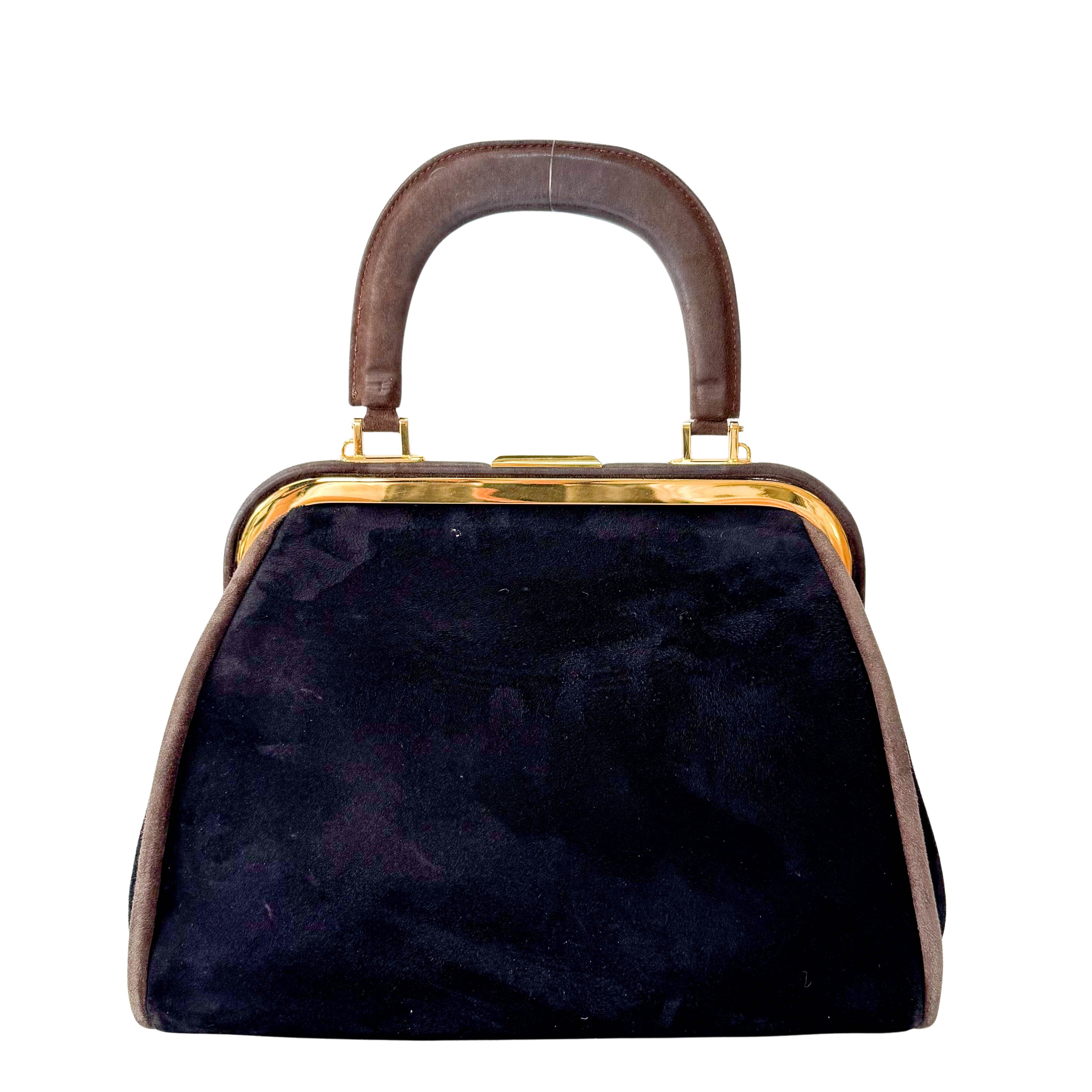 Black Suede Handle Bag