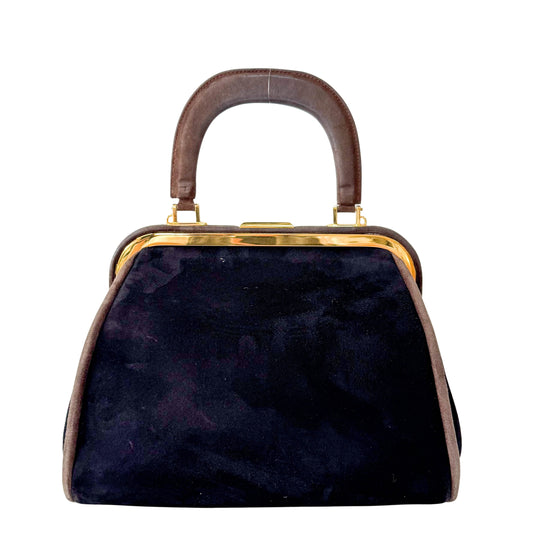 Black Suede Handle Bag