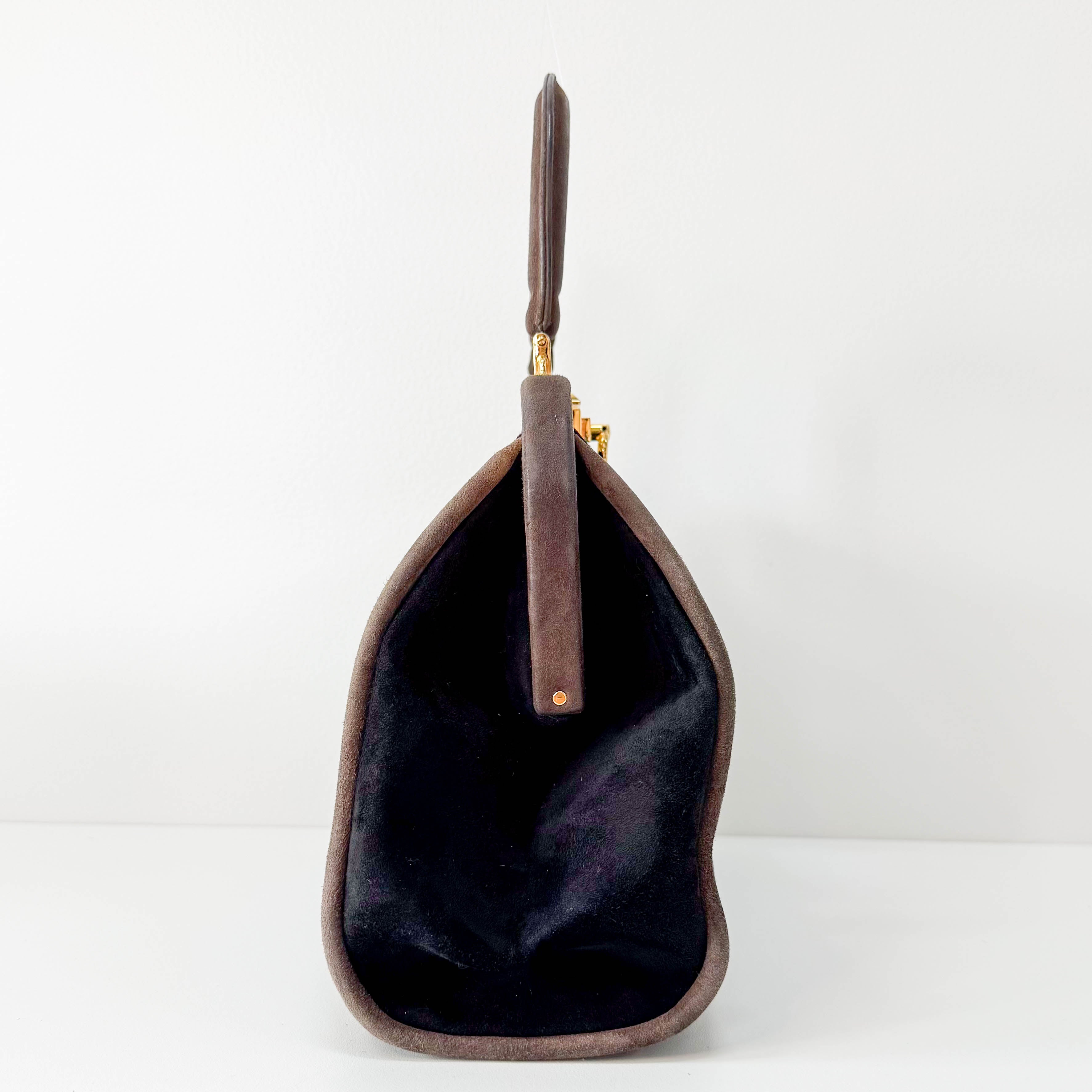 Black Suede Handle Bag